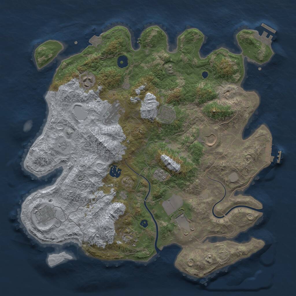 Rust Map: Procedural Map, Size: 3750, Seed: 2146650518, 14 Monuments