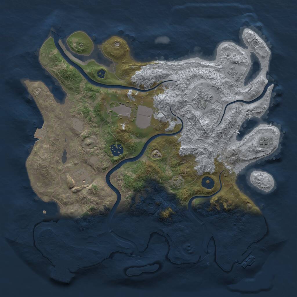 Rust Map: Procedural Map, Size: 3500, Seed: 719044869, 11 Monuments