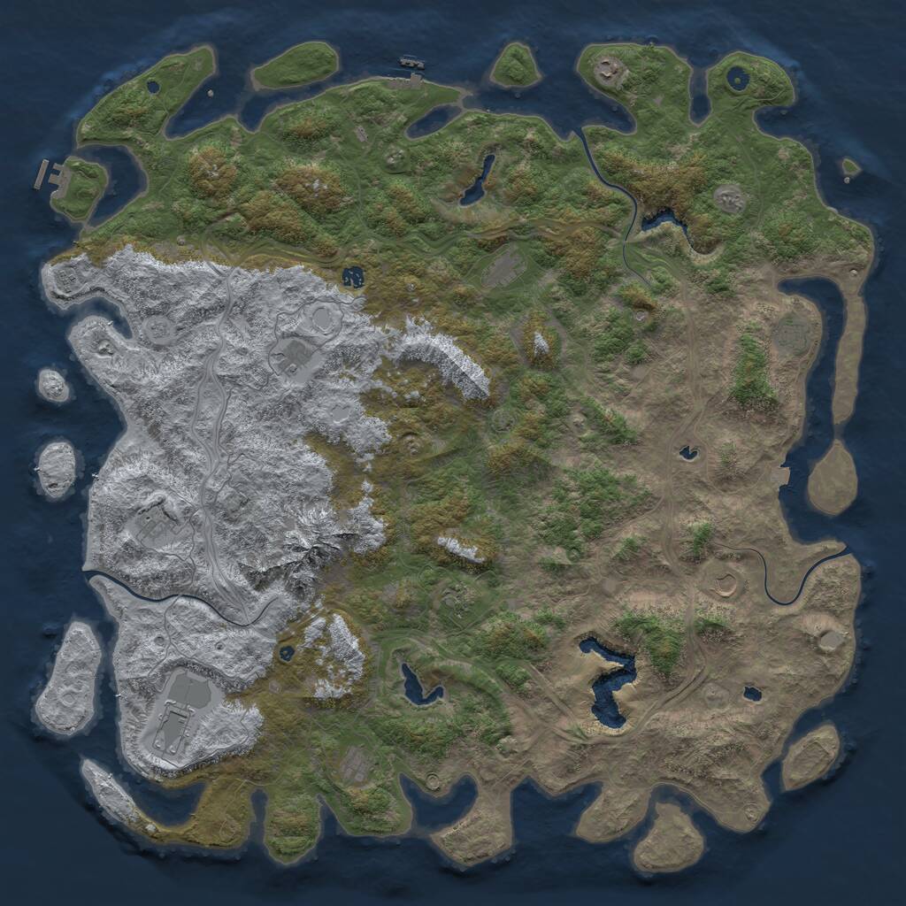 Rust Map: Procedural Map, Size: 6000, Seed: 960325, 17 Monuments