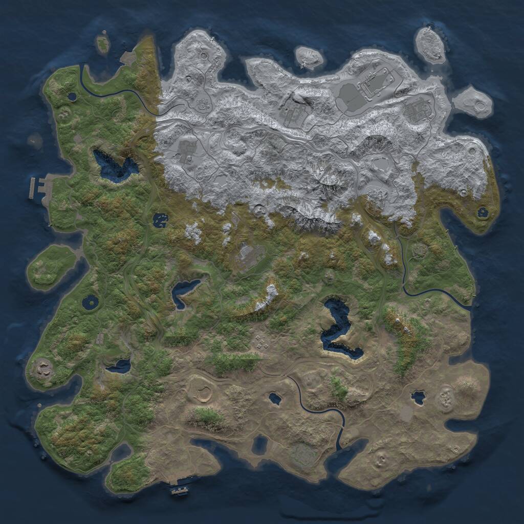 Rust Map: Procedural Map, Size: 5000, Seed: 11111, 17 Monuments