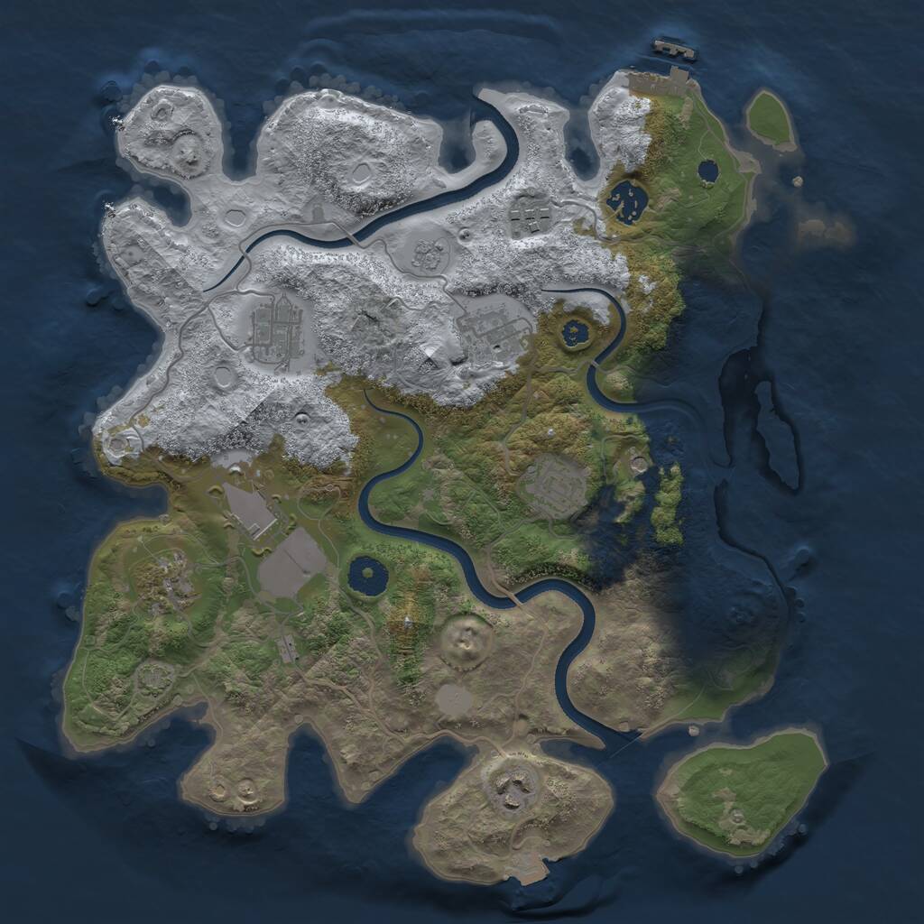 Rust Map: Procedural Map, Size: 3500, Seed: 176489722, 13 Monuments