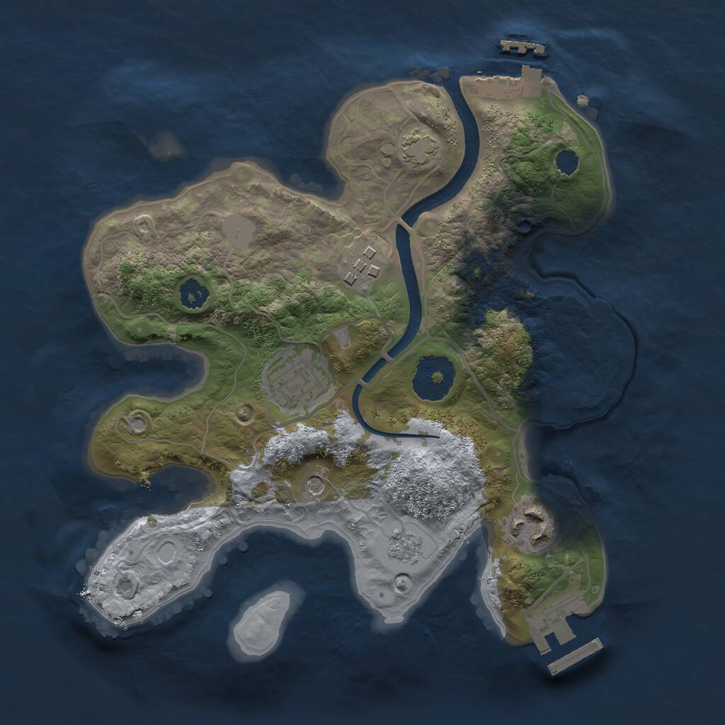Rust Map: Procedural Map, Size: 2500, Seed: 54215, 9 Monuments