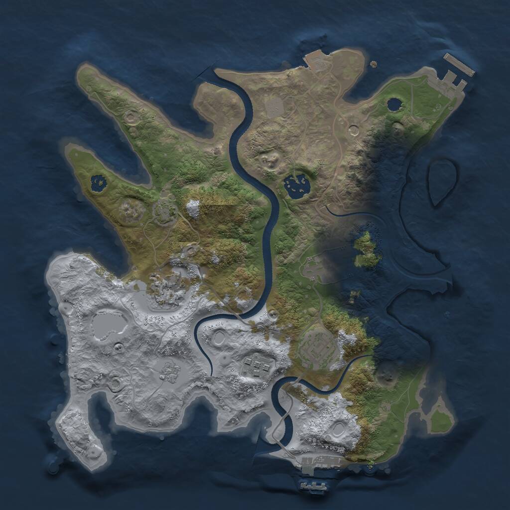 Rust Map: Procedural Map, Size: 3000, Seed: 17833, 11 Monuments