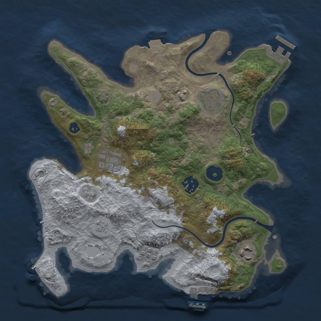 Rust Map: Procedural Map, Size: 3000, Seed: 17833, 10 Monuments