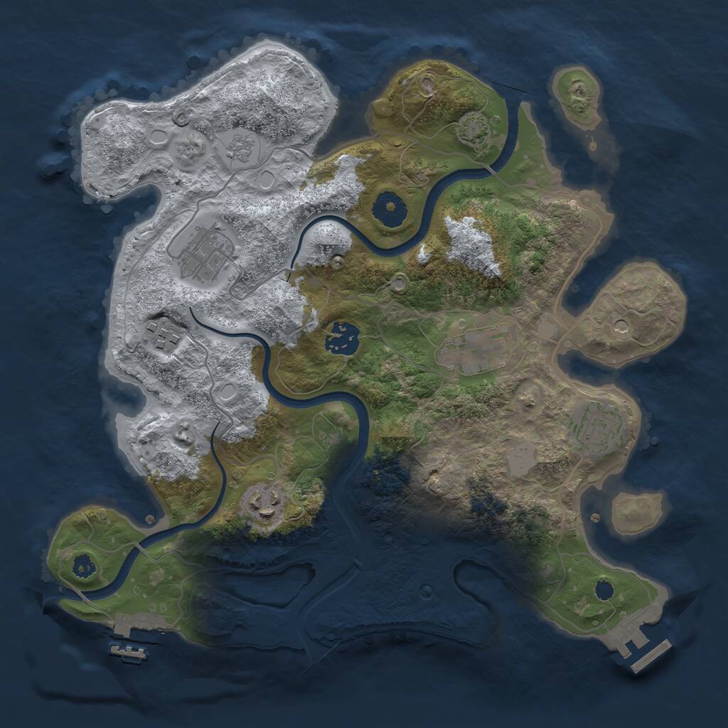 Rust Map: Procedural Map, Size: 3200, Seed: 944019577, 12 Monuments