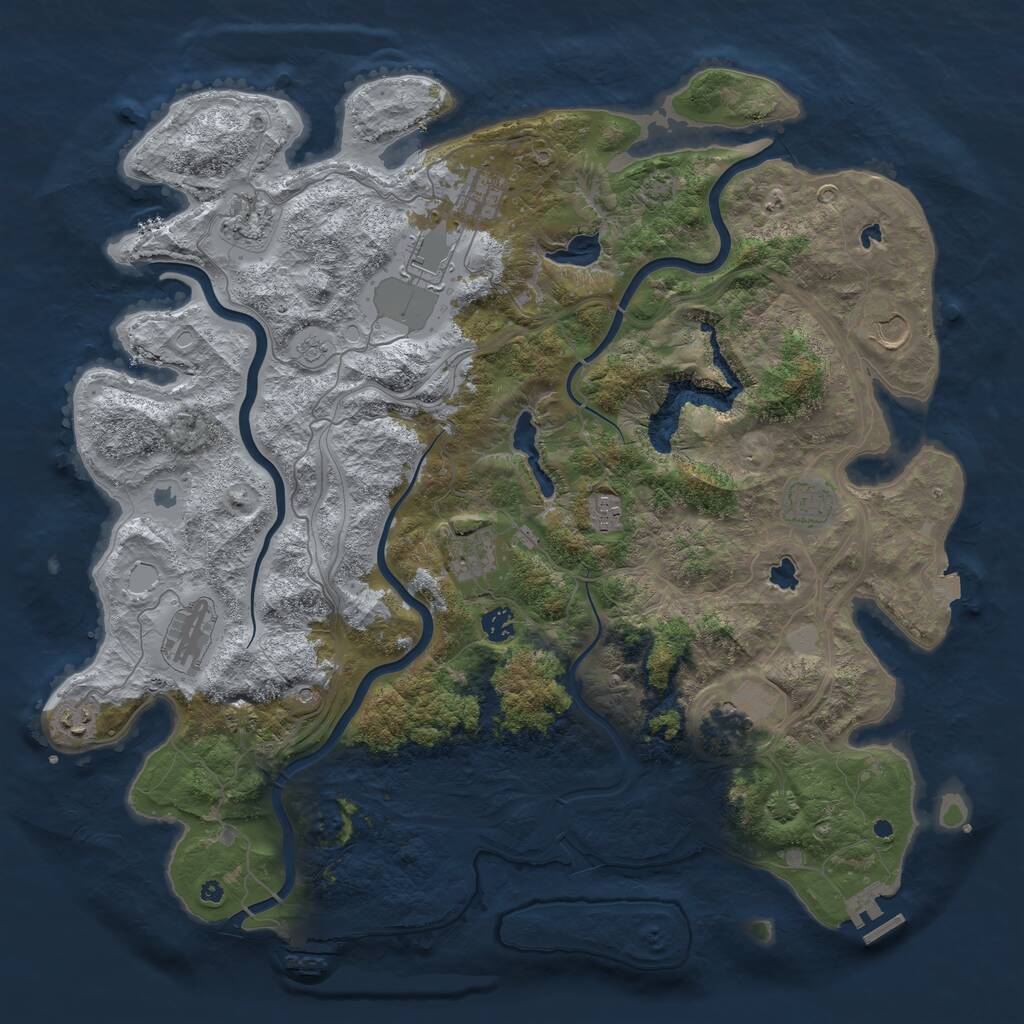 Rust Map: Procedural Map, Size: 4500, Seed: 54654613, 17 Monuments