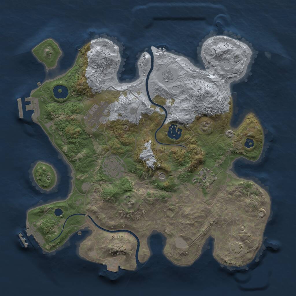 Rust Map: Procedural Map, Size: 3050, Seed: 1435929482, 10 Monuments