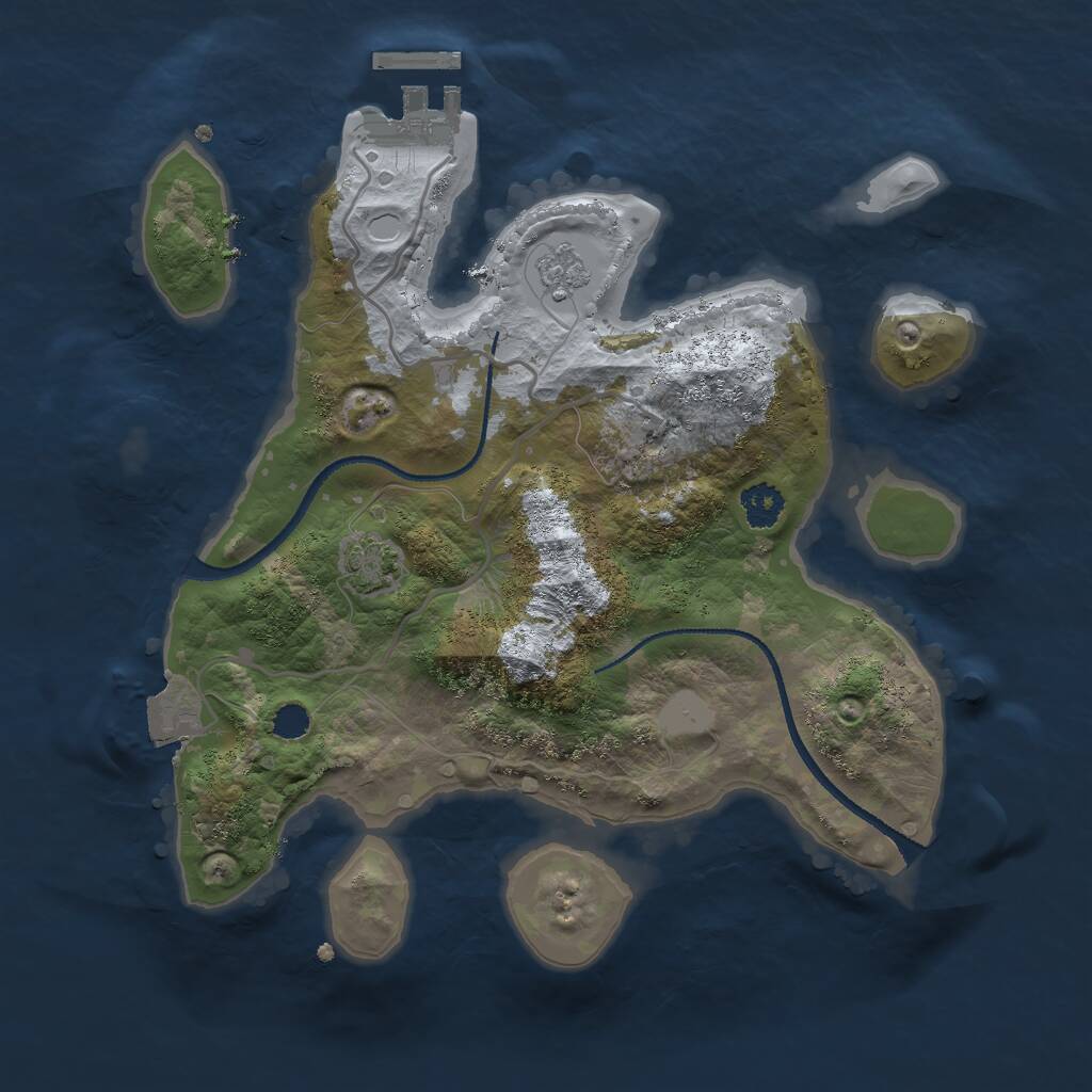 Rust Map: Procedural Map, Size: 2500, Seed: 536745862, 4 Monuments