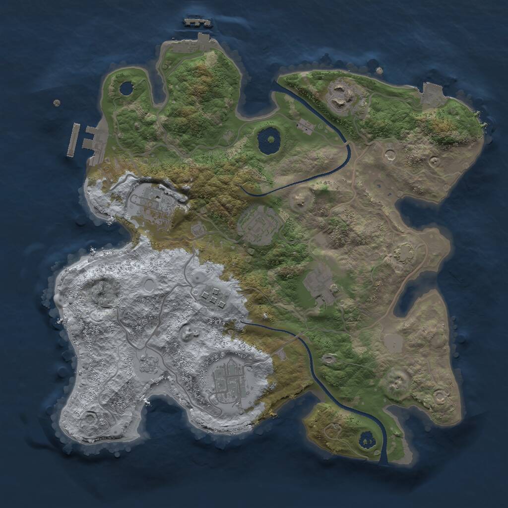 Rust Map: Procedural Map, Size: 3000, Seed: 1691099110, 12 Monuments
