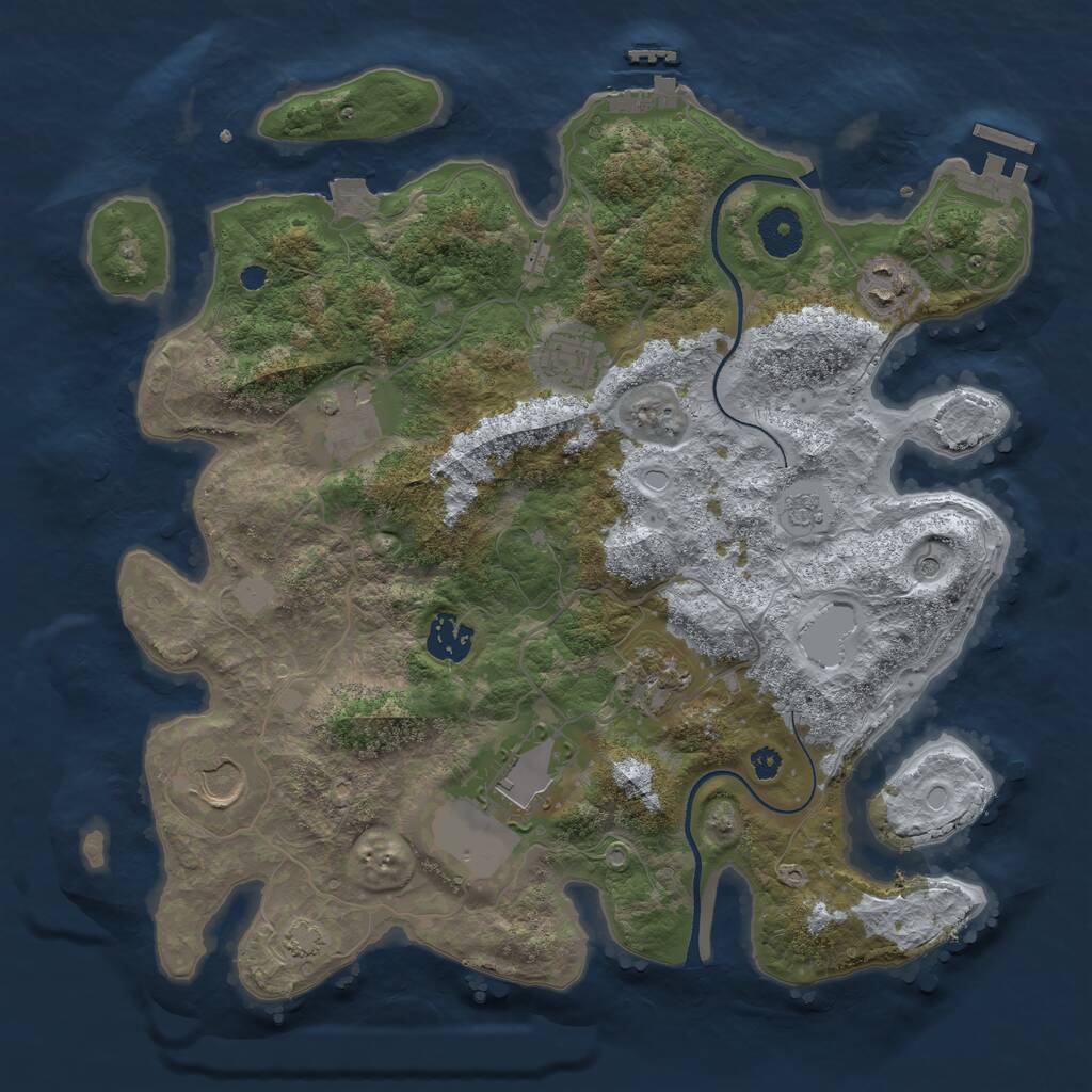 Rust Map: Procedural Map, Size: 3500, Seed: 332949851, 13 Monuments