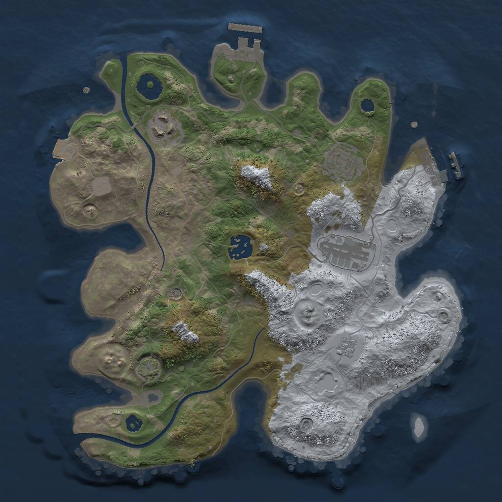 Rust Map: Procedural Map, Size: 3000, Seed: 985350904, 10 Monuments