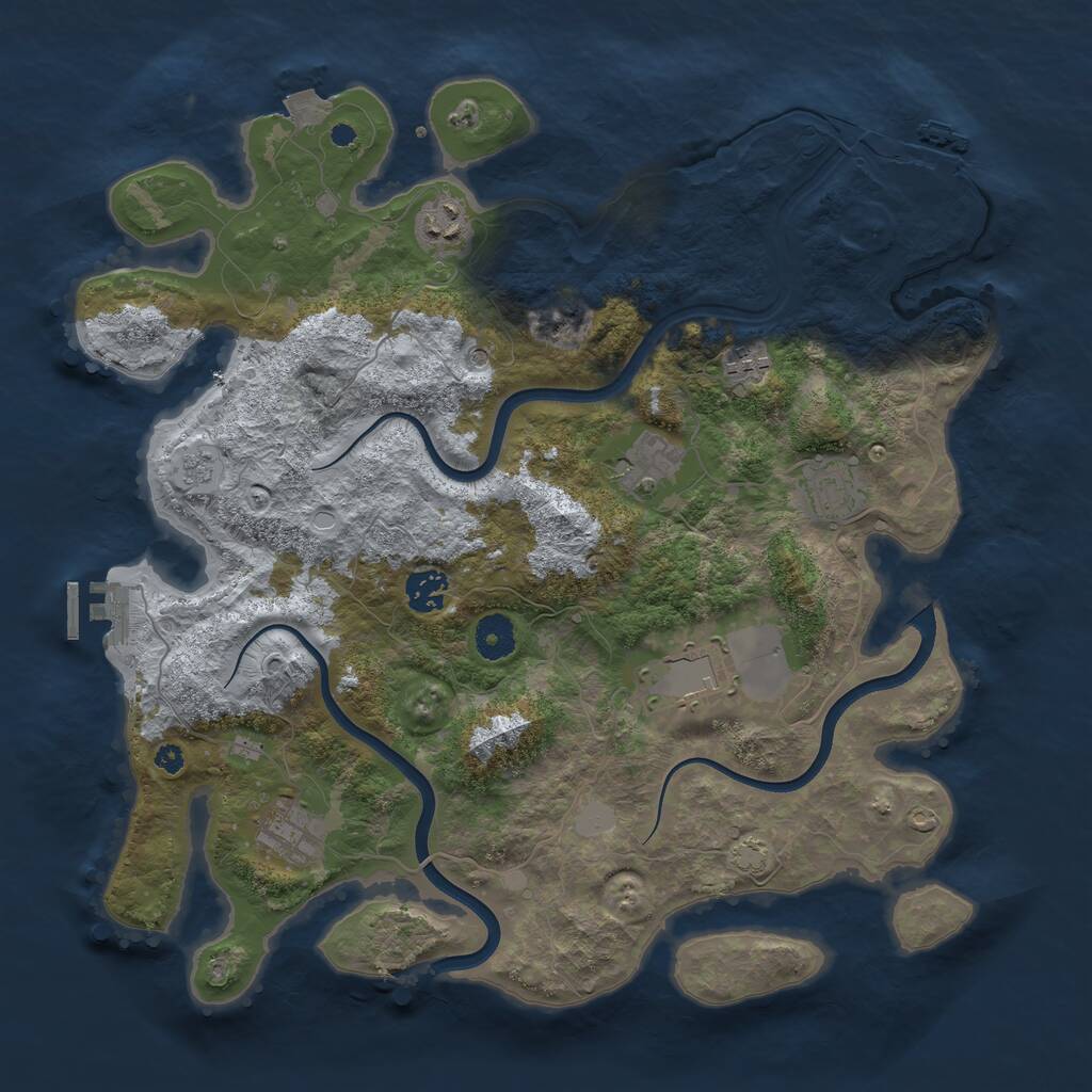 Rust Map: Procedural Map, Size: 3800, Seed: 1234476953, 13 Monuments