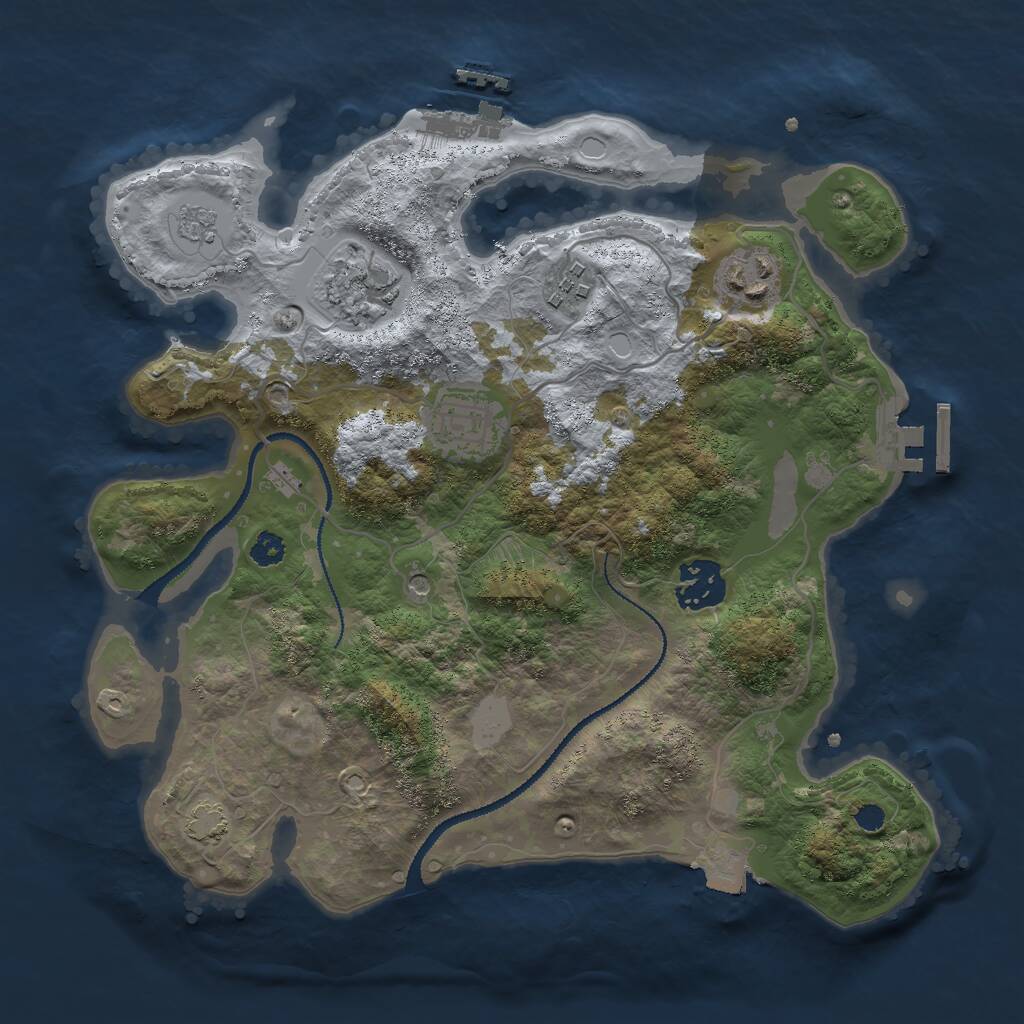 Rust Map: Procedural Map, Size: 3000, Seed: 335441454, 11 Monuments