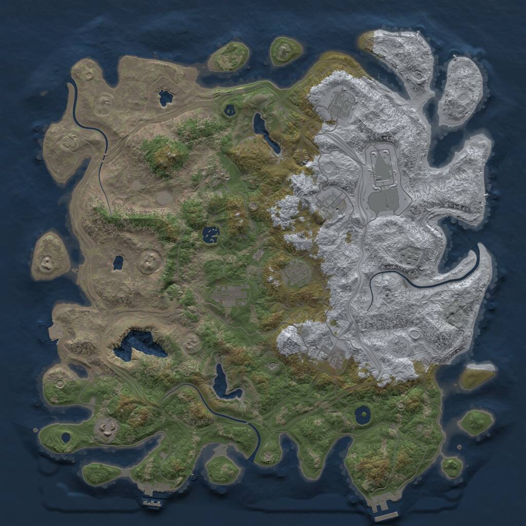 Rust Map: Procedural Map, Size: 4500, Seed: 23194901, 16 Monuments