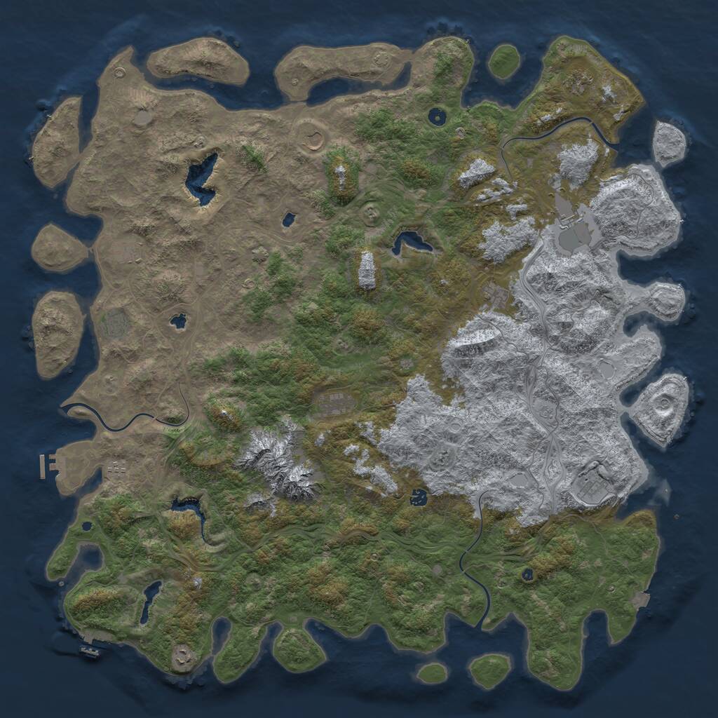 Rust Map: Procedural Map, Size: 6000, Seed: 43613, 17 Monuments