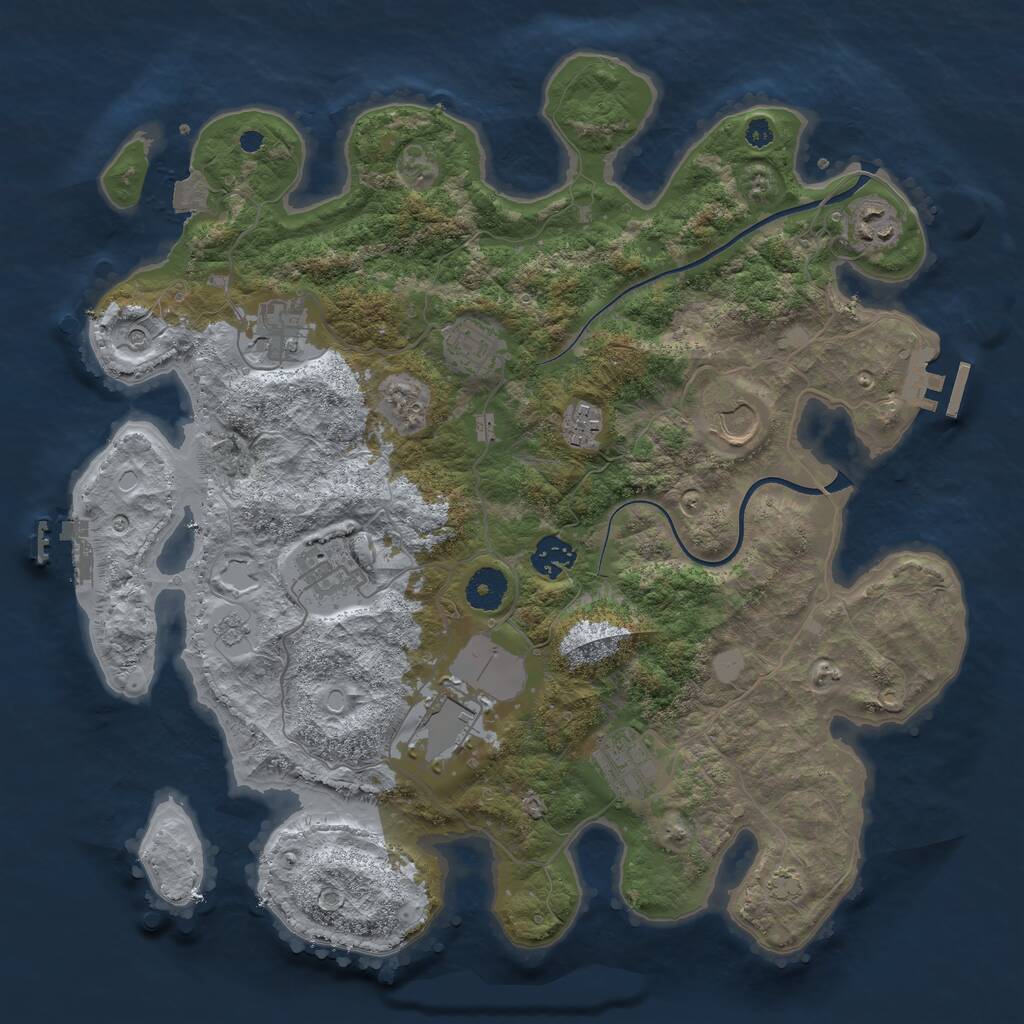 Rust Map: Procedural Map, Size: 3700, Seed: 1018049466, 15 Monuments