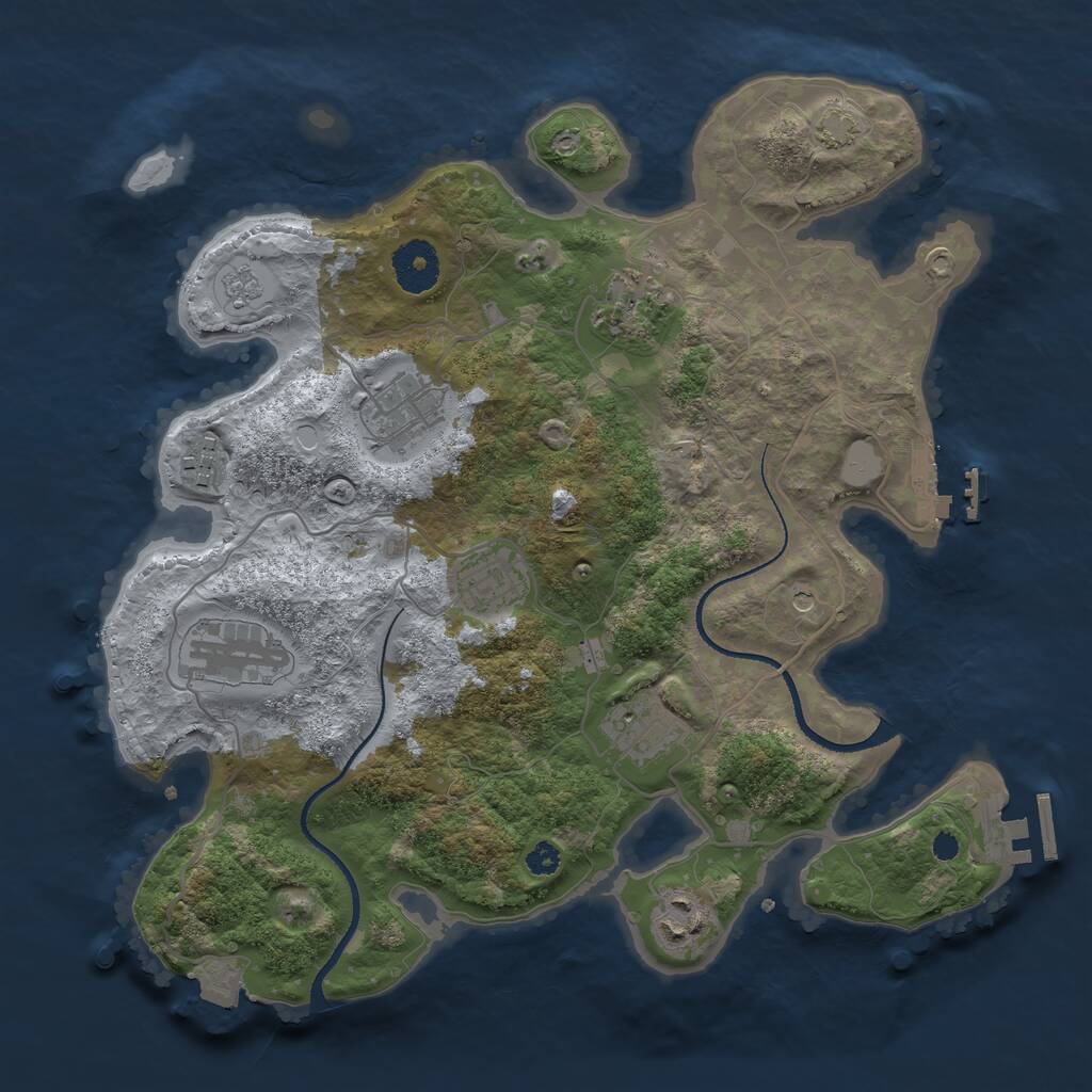 Rust Map: Procedural Map, Size: 3300, Seed: 152837139, 13 Monuments
