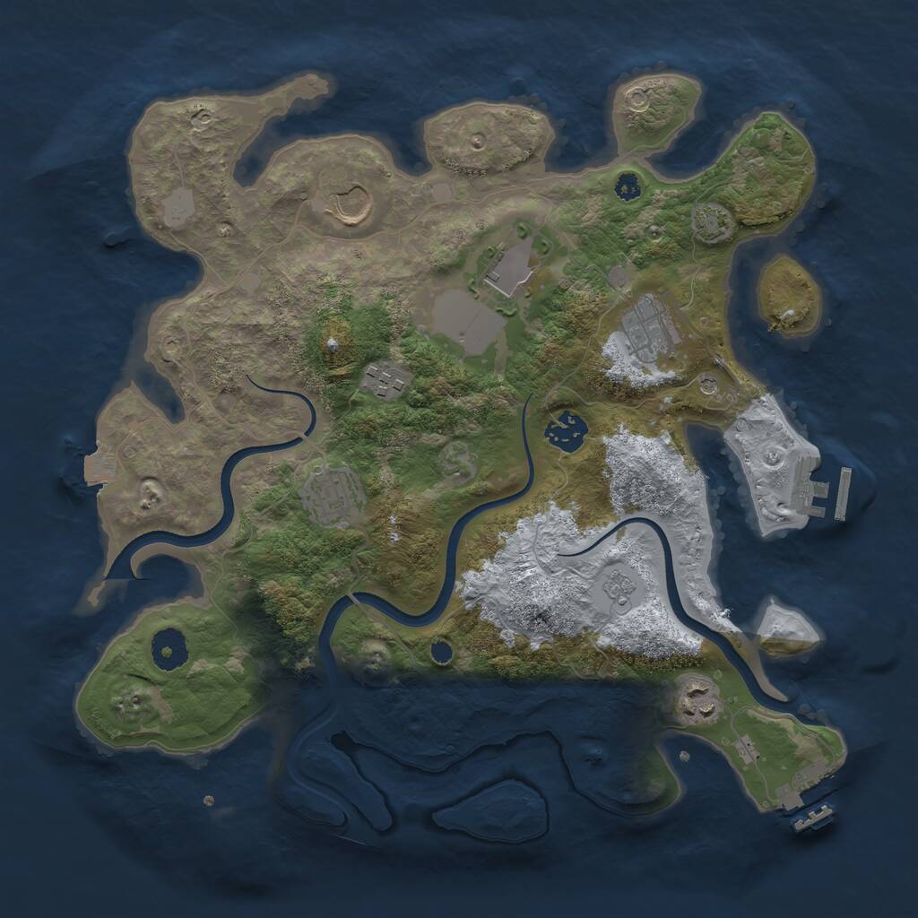 Rust Map: Procedural Map, Size: 3500, Seed: 514796239, 13 Monuments