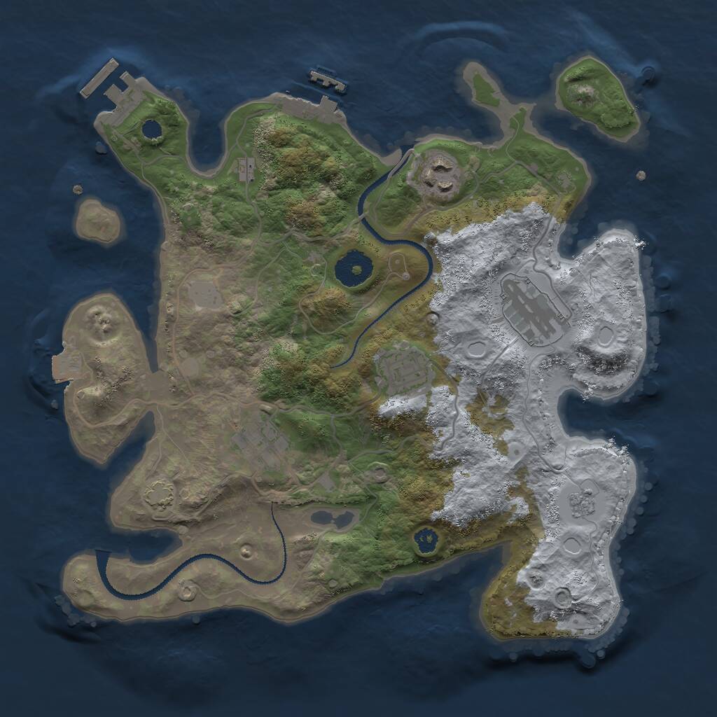 Rust Map: Procedural Map, Size: 3000, Seed: 18239395, 9 Monuments
