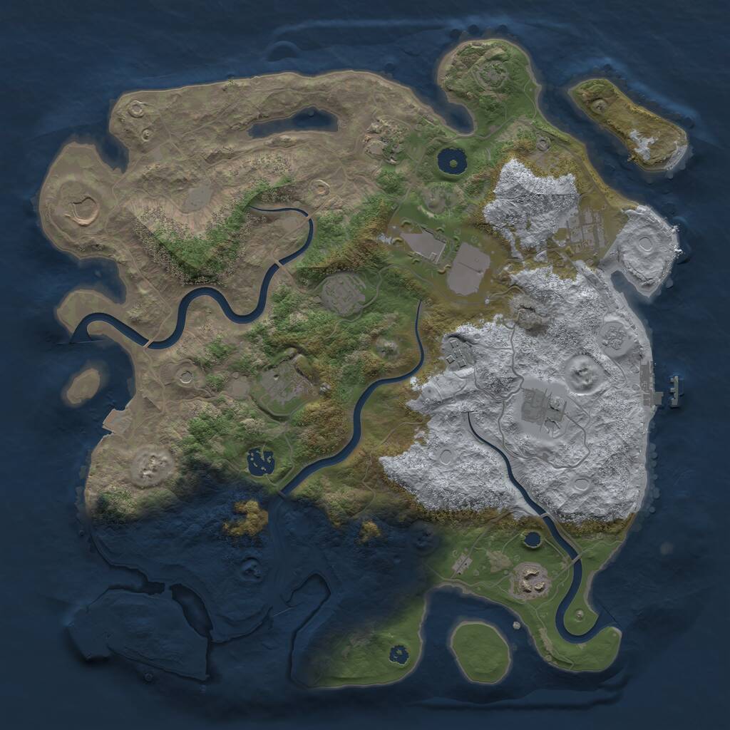Rust Map: Procedural Map, Size: 3850, Seed: 466310247, 16 Monuments
