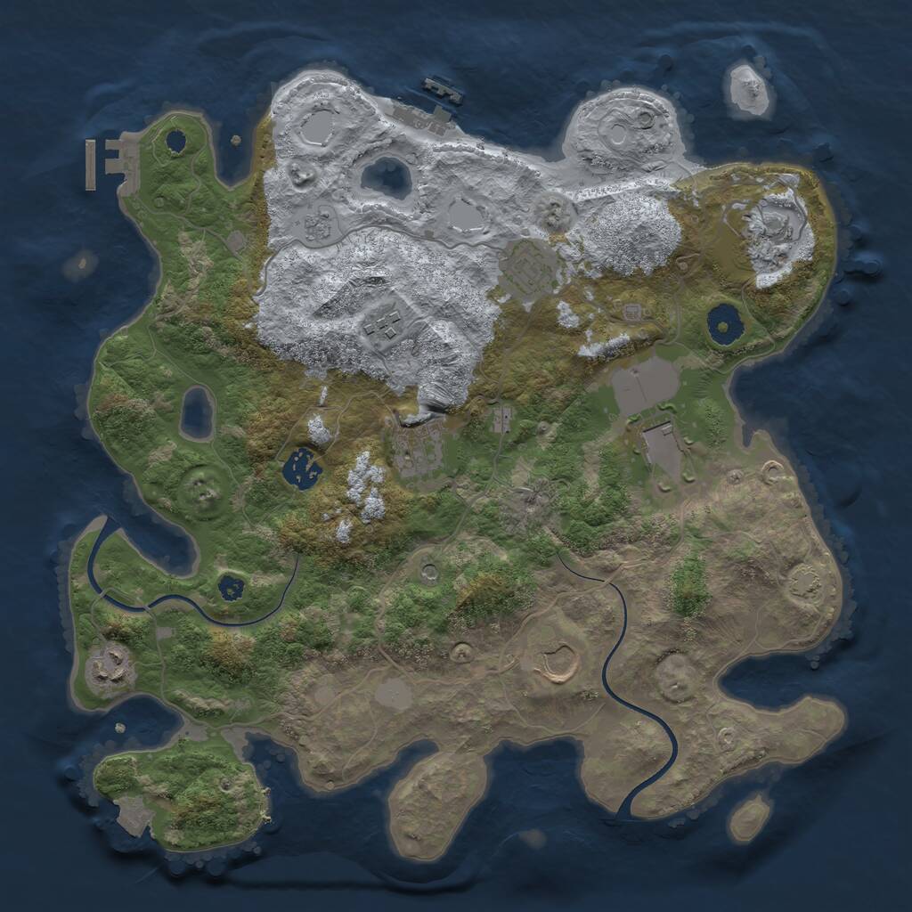 Rust Map: Procedural Map, Size: 3600, Seed: 86575576, 14 Monuments