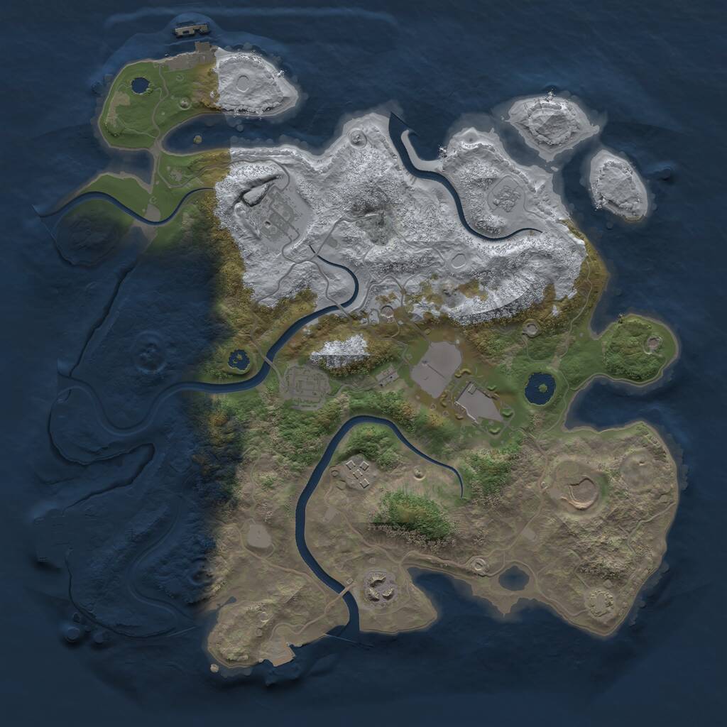 Rust Map: Procedural Map, Size: 3500, Seed: 11111, 12 Monuments
