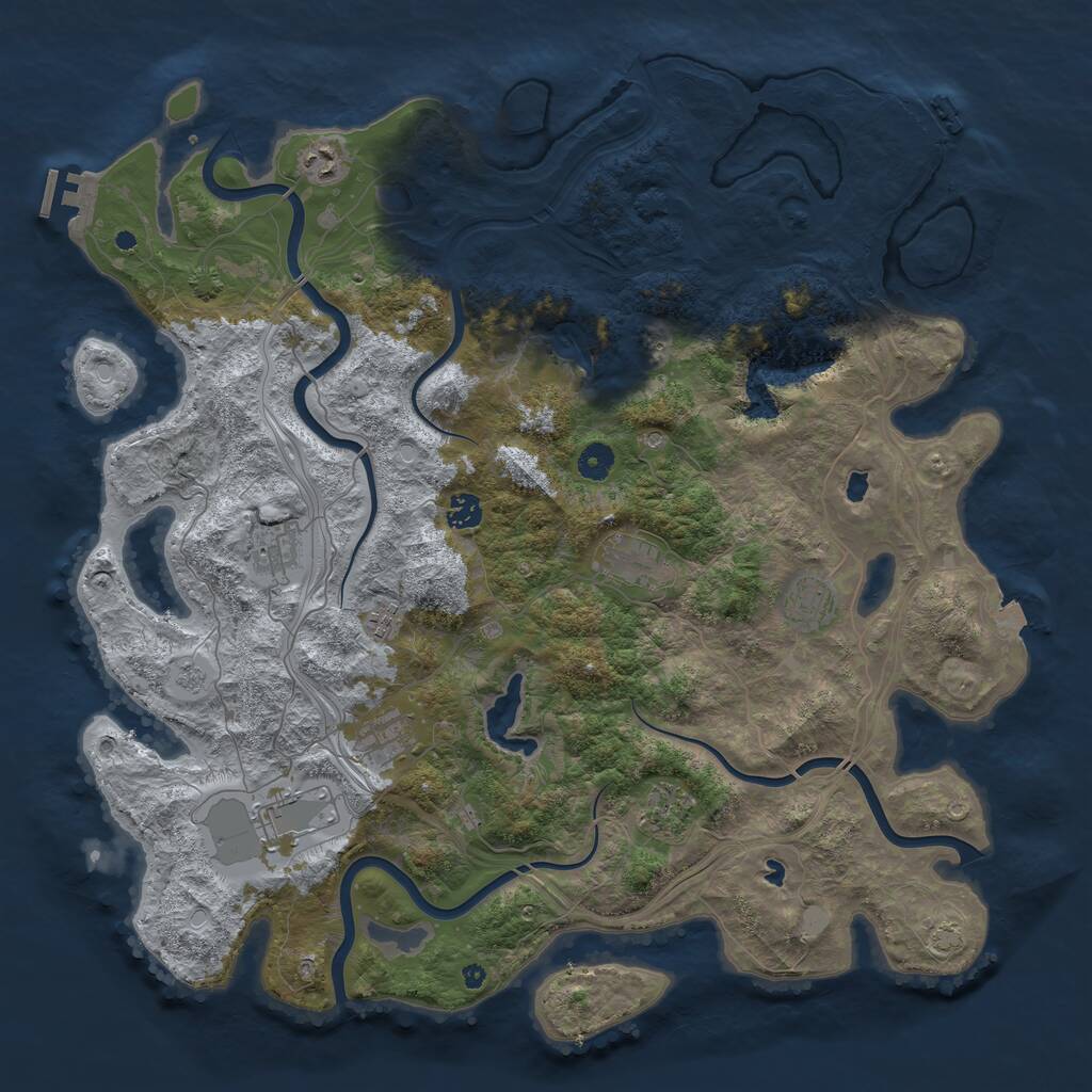 Rust Map: Procedural Map, Size: 4500, Seed: 1453939799, 15 Monuments