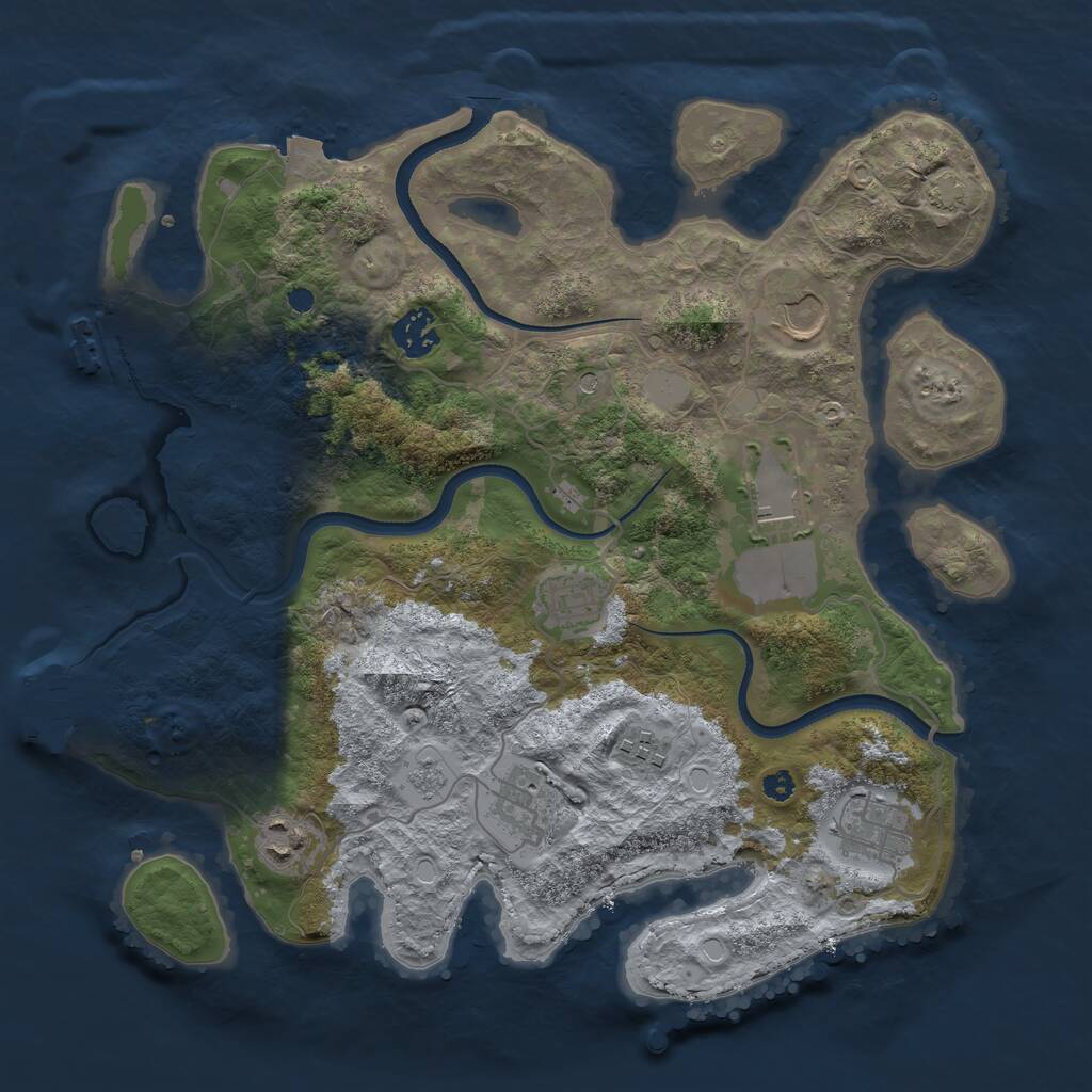 Rust Map: Procedural Map, Size: 3500, Seed: 14529, 14 Monuments