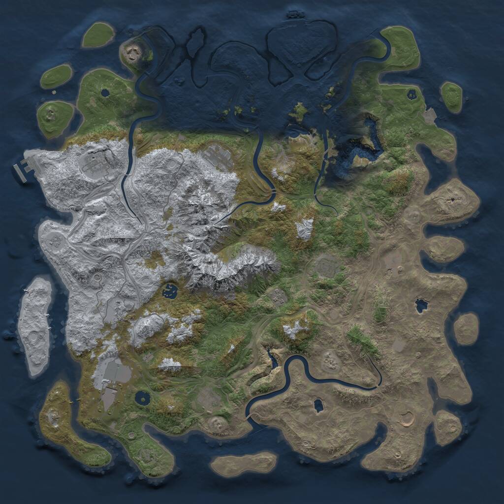 Rust Map: Procedural Map, Size: 5000, Seed: 2119512413, 17 Monuments