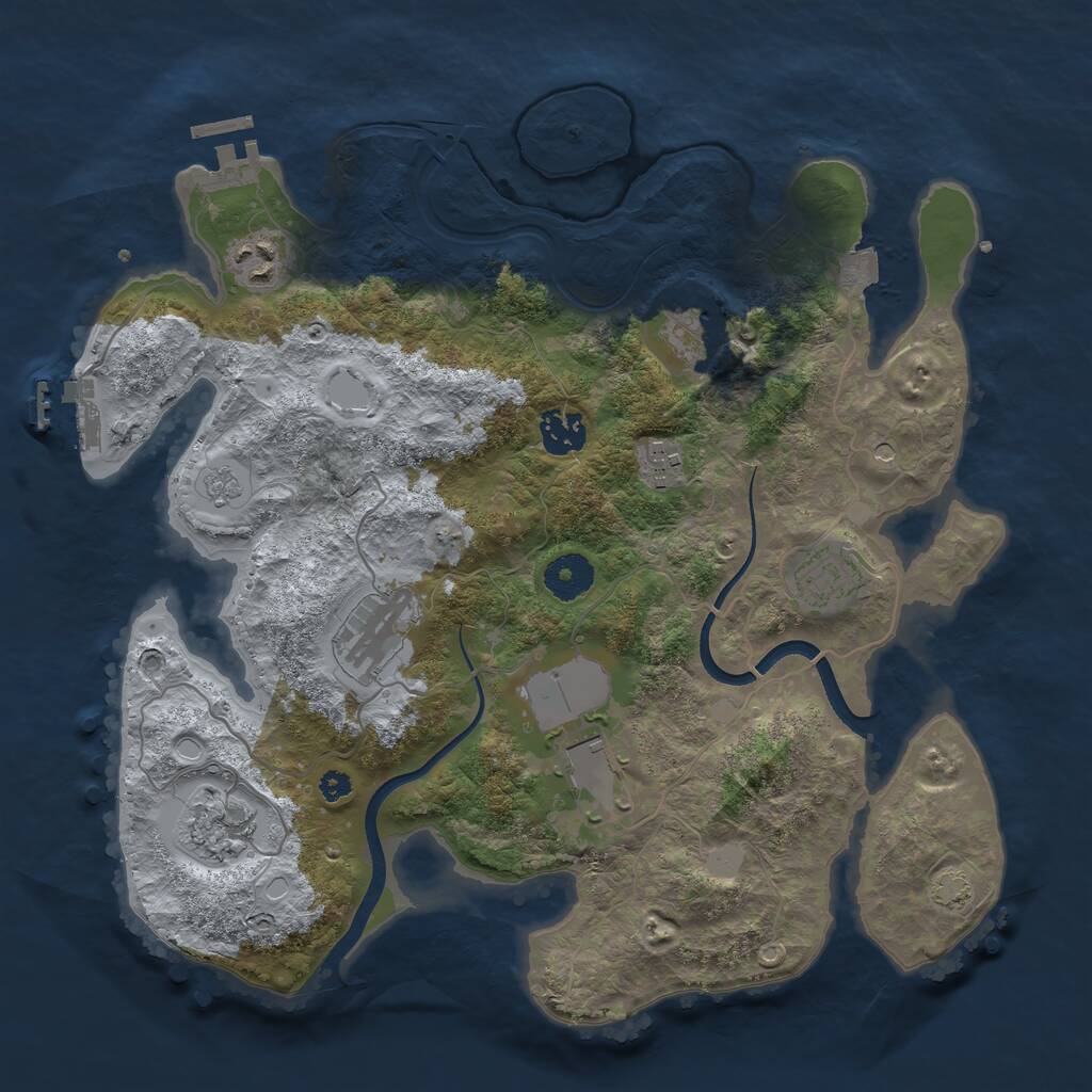 Rust Map: Procedural Map, Size: 3500, Seed: 514796237, 14 Monuments