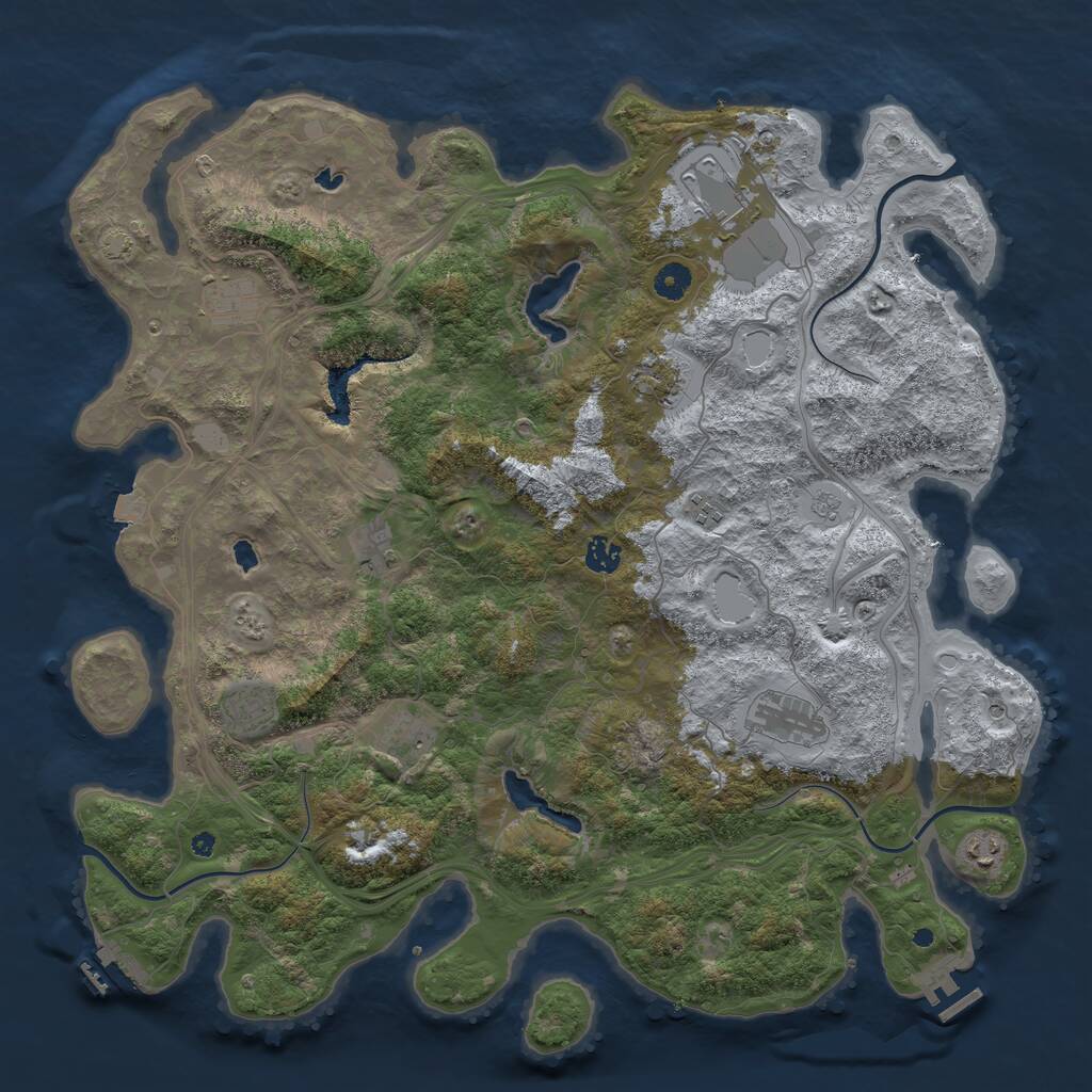 Rust Map: Procedural Map, Size: 4500, Seed: 250602725, 16 Monuments