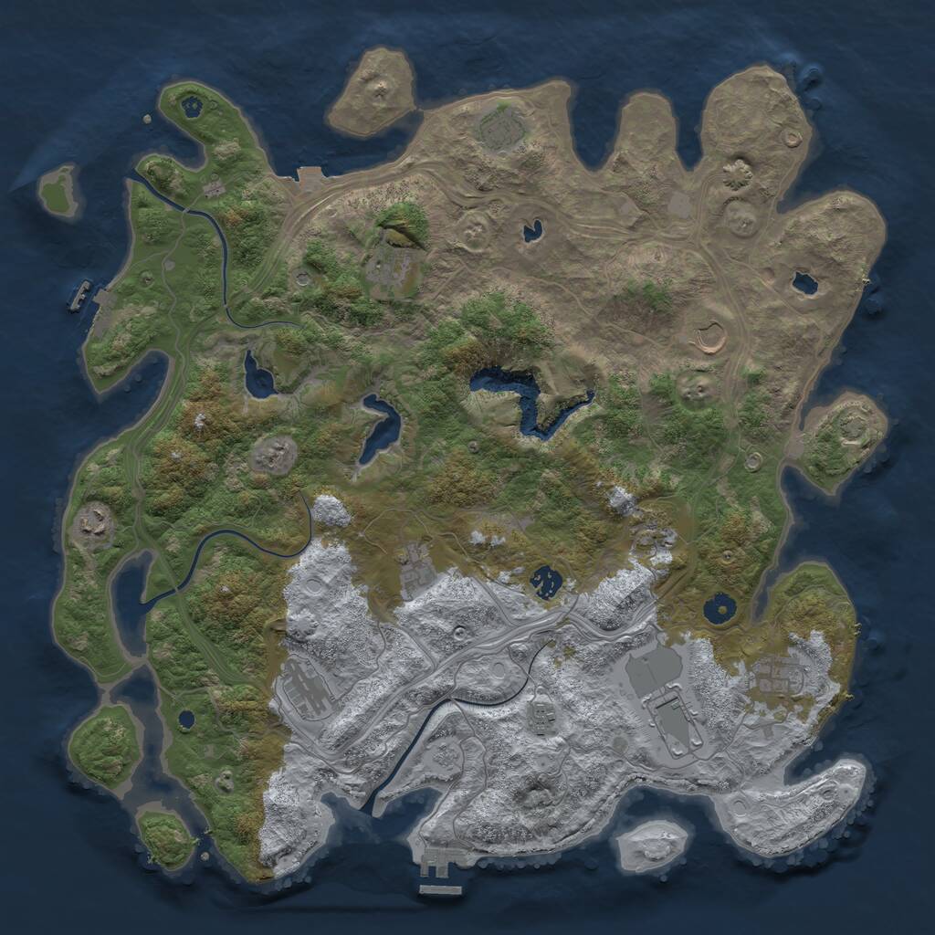 Rust Map: Procedural Map, Size: 4500, Seed: 739573308, 17 Monuments
