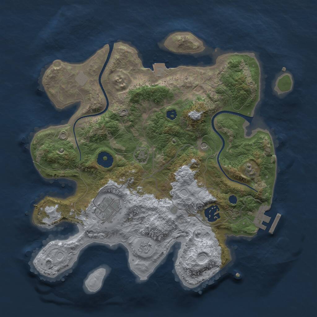 Rust Map: Procedural Map, Size: 3000, Seed: 54215, 7 Monuments