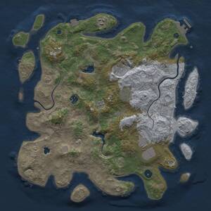 Thumbnail Rust Map: Procedural Map, Size: 4000, Seed: 1111362275, 11 Monuments