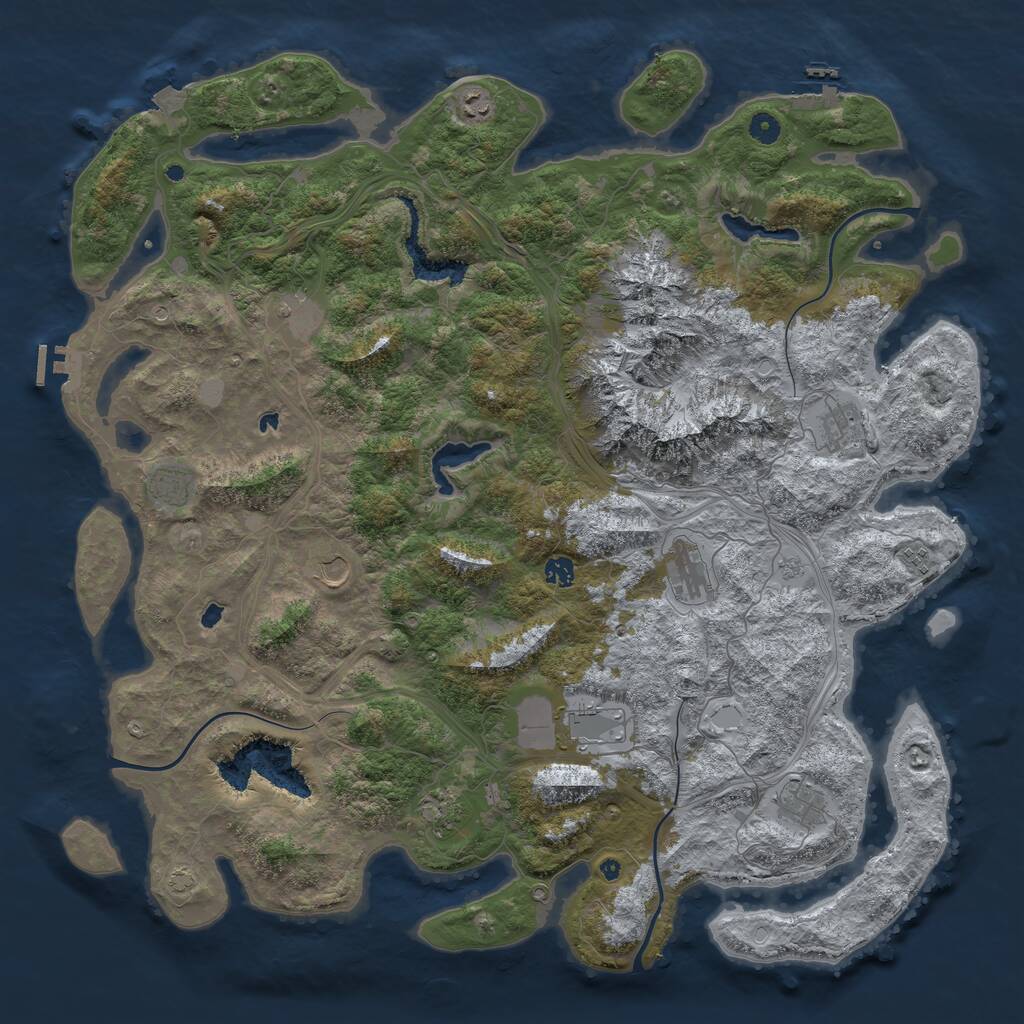 Rust Map: Procedural Map, Size: 5000, Seed: 174685983, 17 Monuments