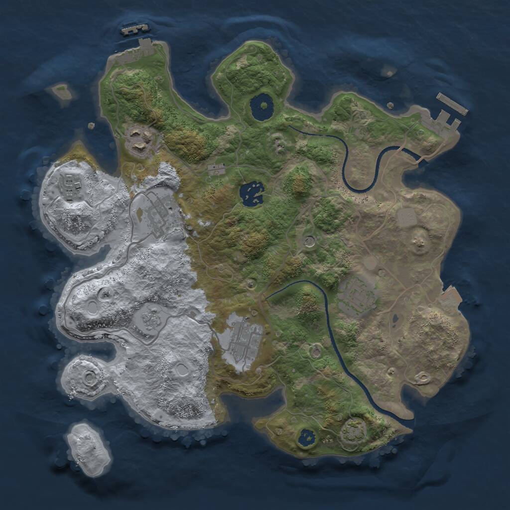Rust Map: Procedural Map, Size: 3000, Seed: 2461512, 12 Monuments