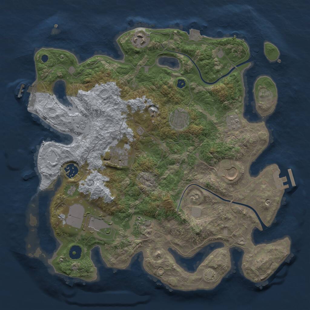 Rust Map: Procedural Map, Size: 3500, Seed: 48535, 13 Monuments