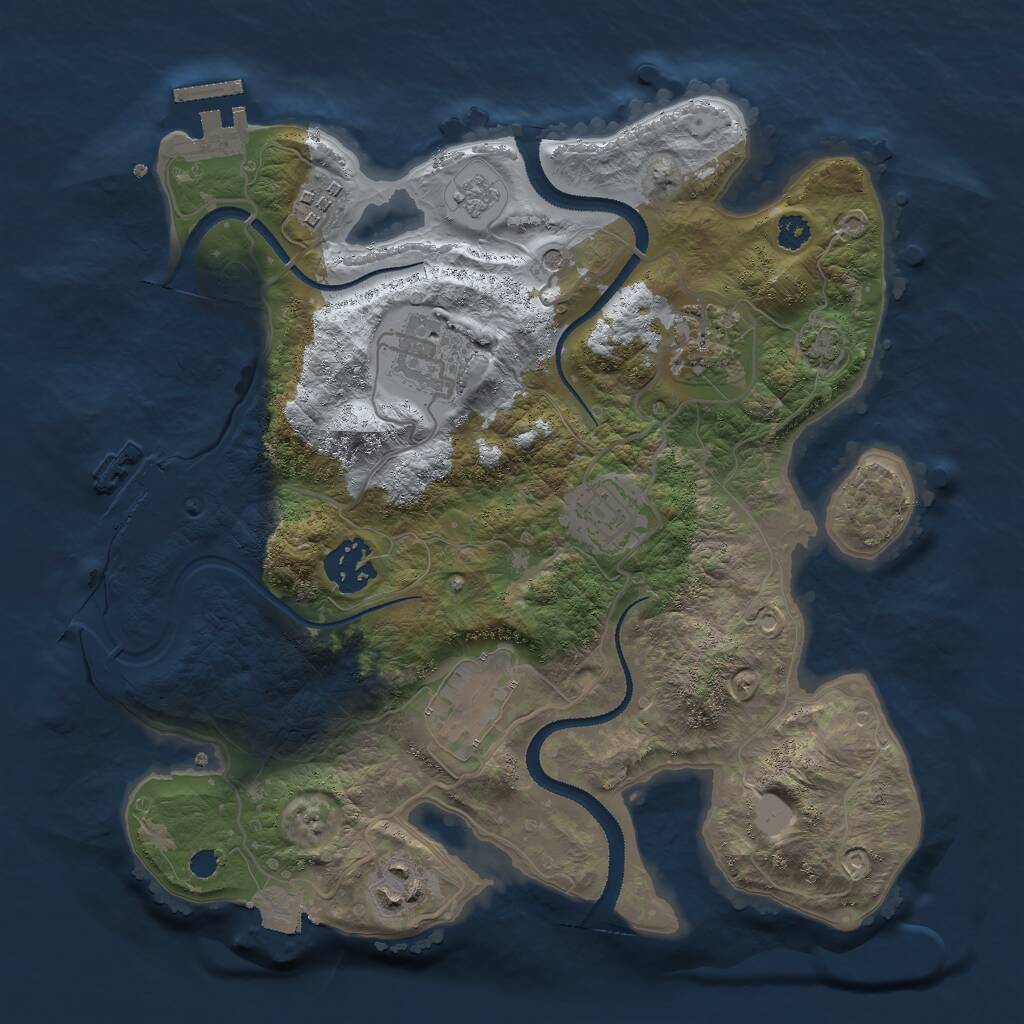 Rust Map: Procedural Map, Size: 3000, Seed: 525346543, 13 Monuments