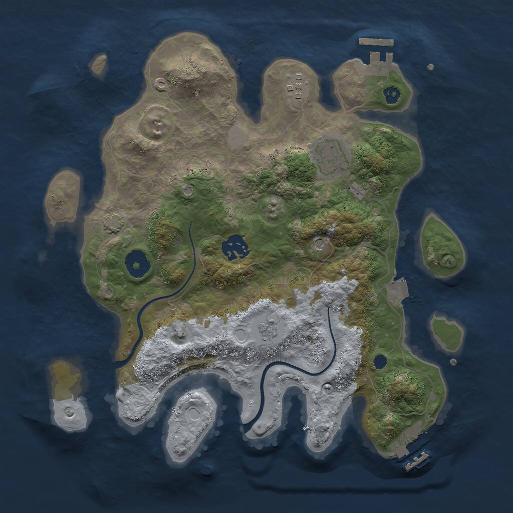 Rust Map: Procedural Map, Size: 3000, Seed: 8866687, 9 Monuments
