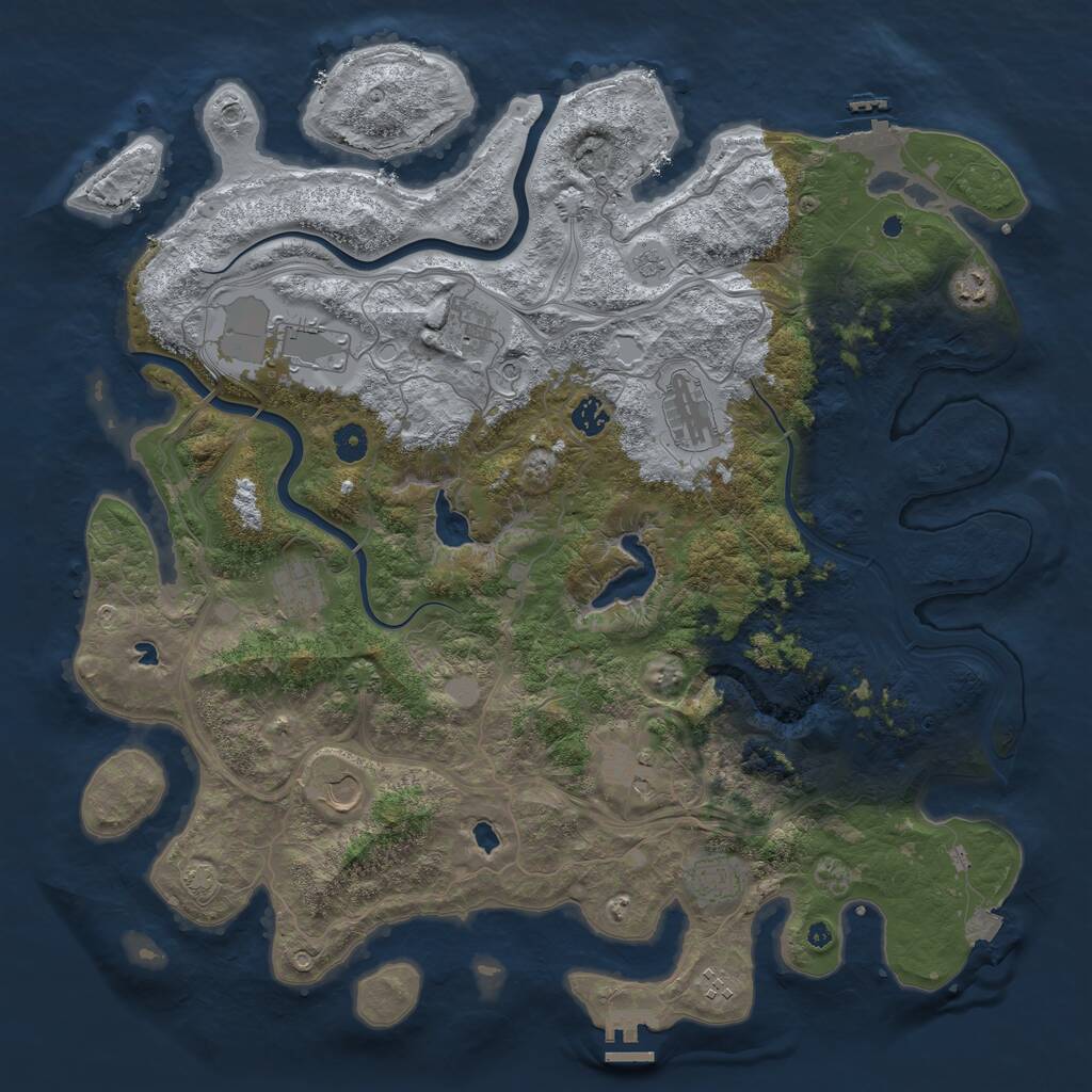 Rust Map: Procedural Map, Size: 4500, Seed: 30337617, 16 Monuments