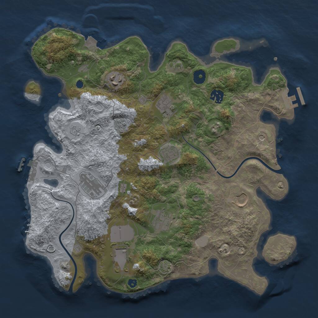 Rust Map: Procedural Map, Size: 3500, Seed: 1738732841, 15 Monuments