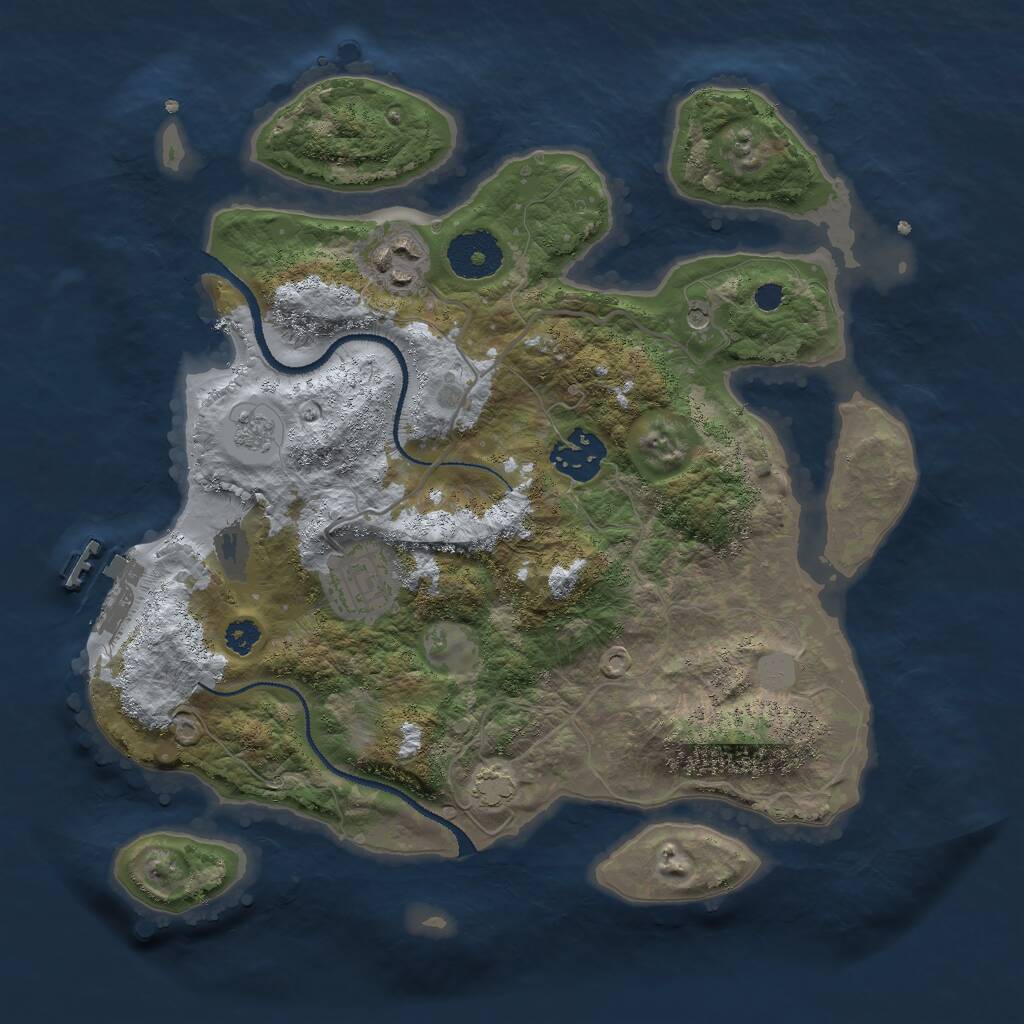 Rust Map: Procedural Map, Size: 3000, Seed: 477020530, 8 Monuments