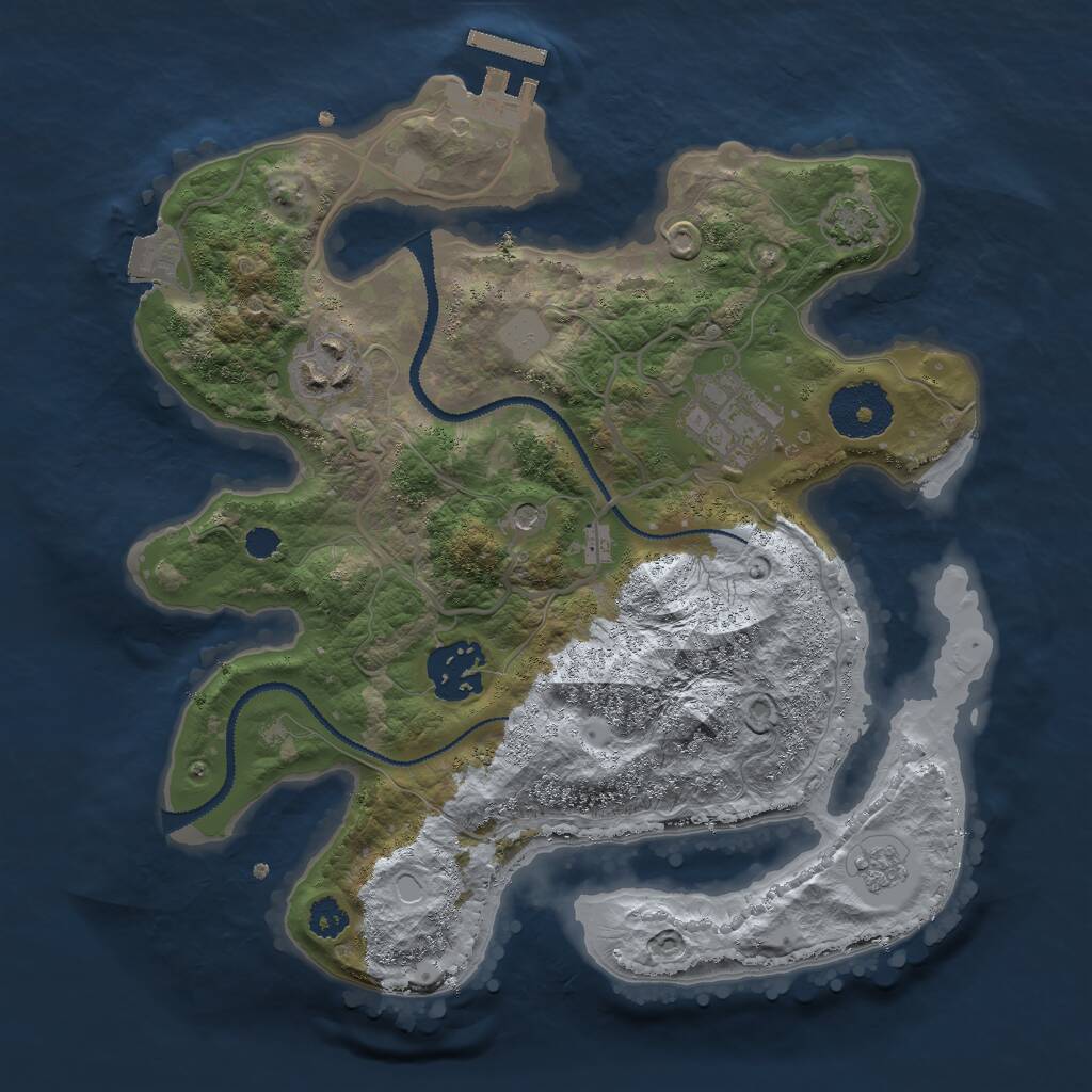 Rust Map: Procedural Map, Size: 2748, Seed: 1561991001, 8 Monuments