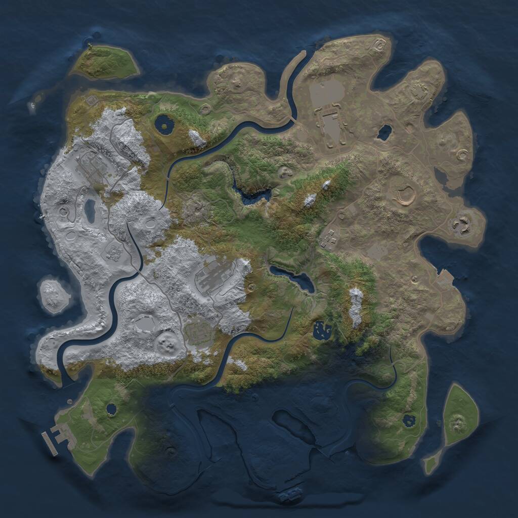 Rust Map: Procedural Map, Size: 4000, Seed: 142285, 14 Monuments