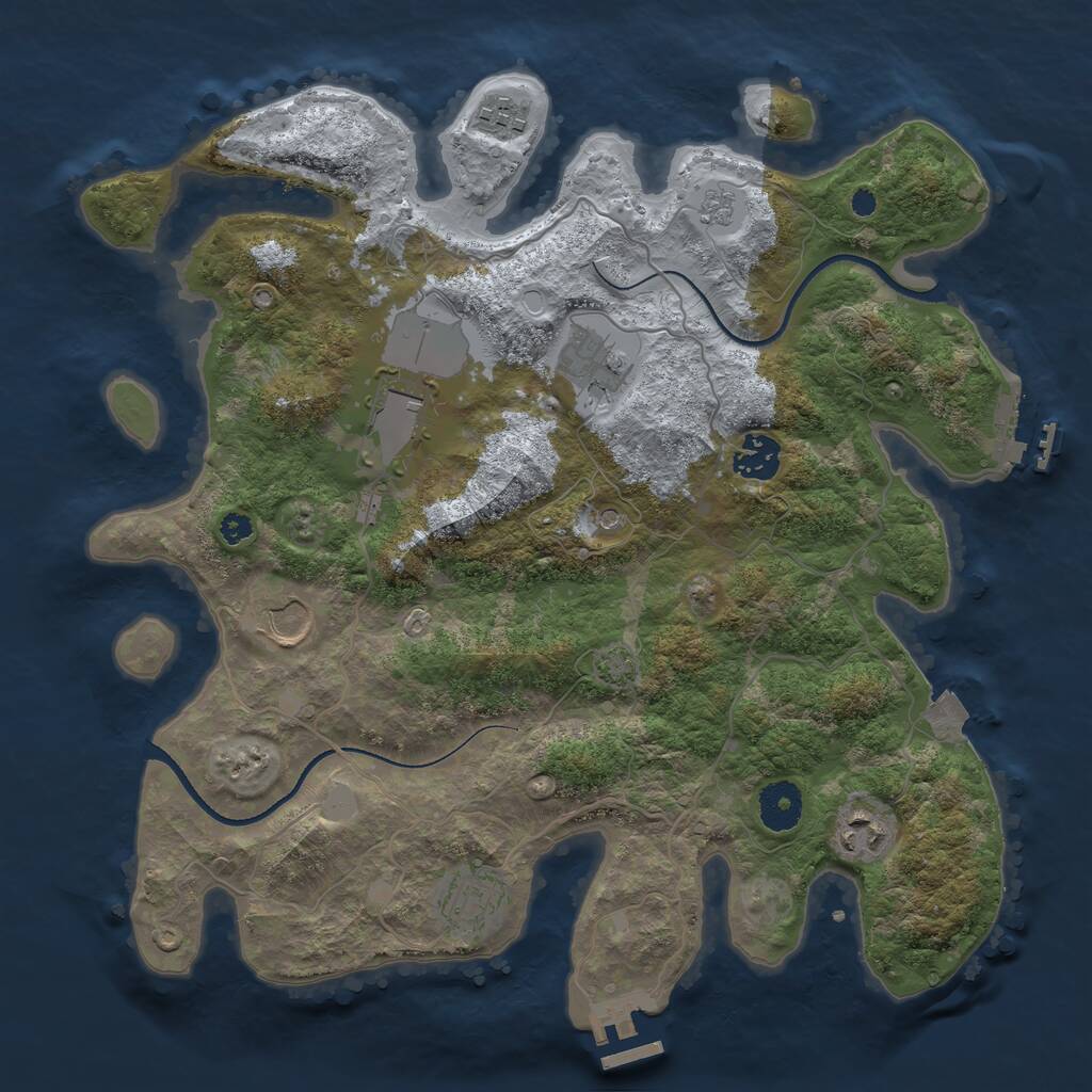 Rust Map: Procedural Map, Size: 3500, Seed: 49581, 13 Monuments