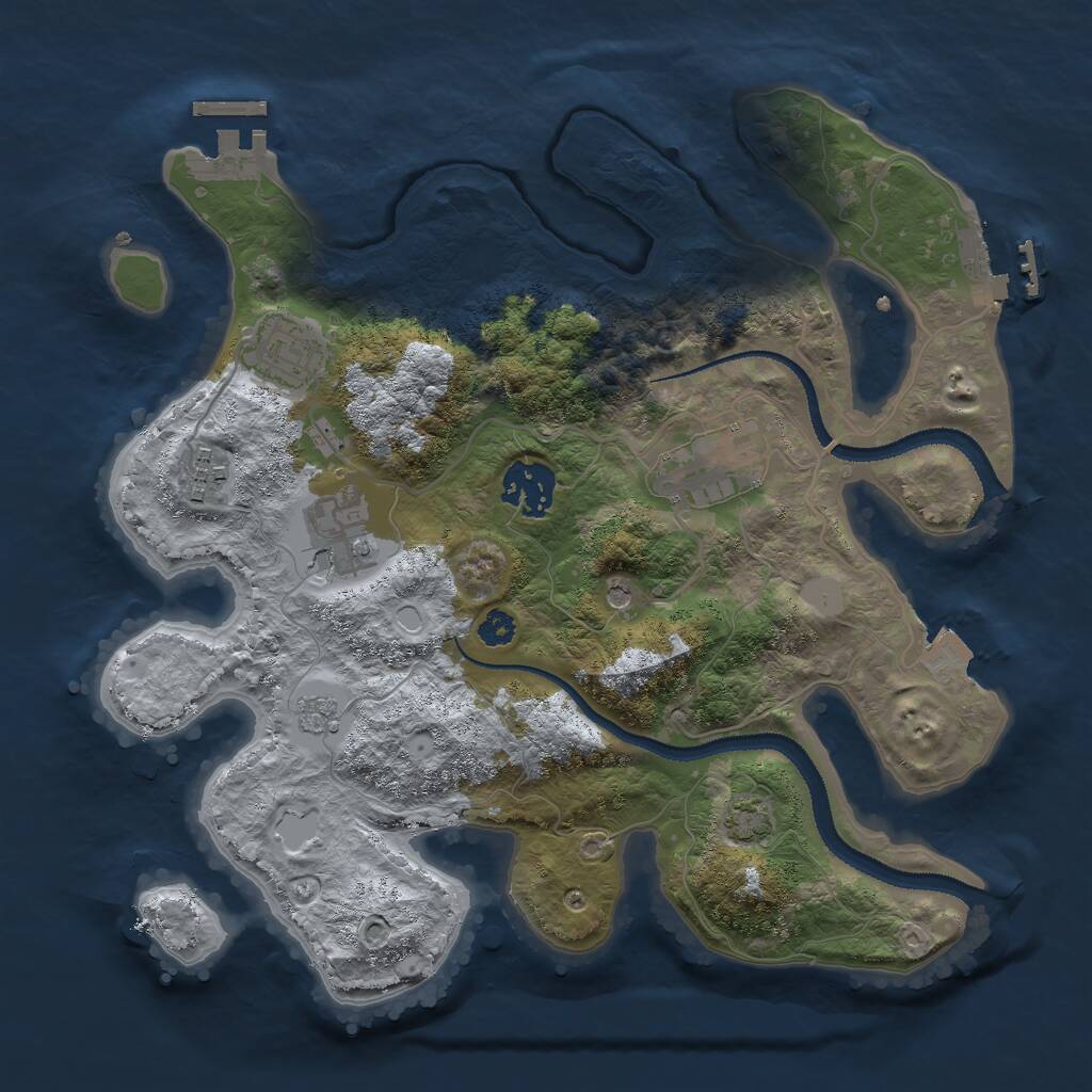 Rust Map: Procedural Map, Size: 3000, Seed: 4618057, 11 Monuments