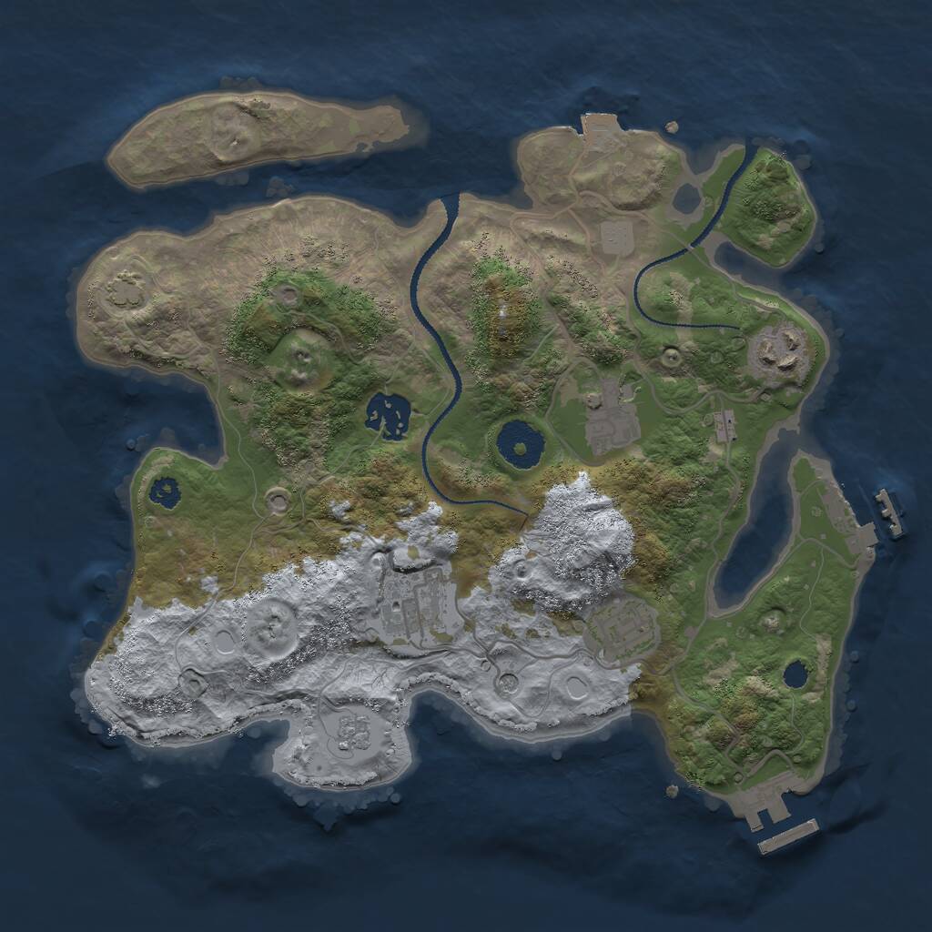 Rust Map: Procedural Map, Size: 3000, Seed: 1804840906, 11 Monuments