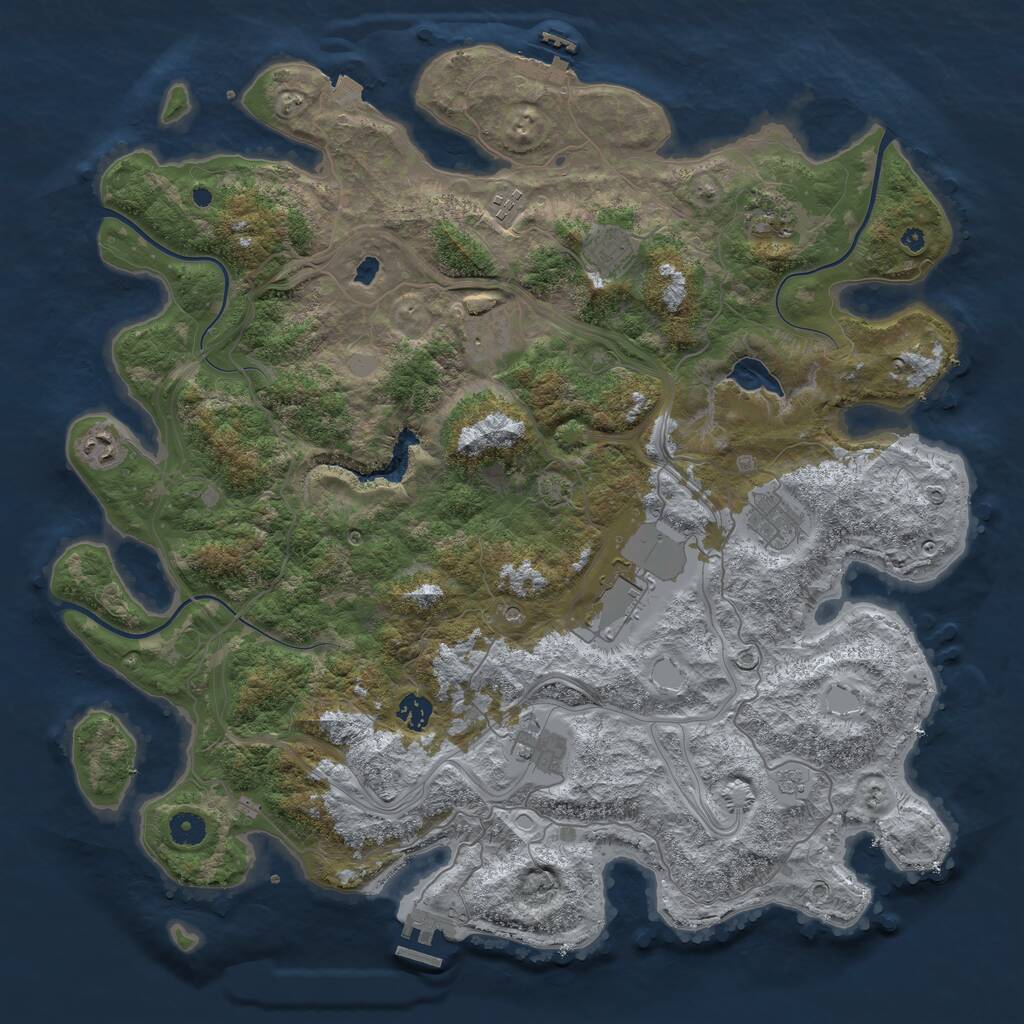 Rust Map: Procedural Map, Size: 4400, Seed: 167896348, 15 Monuments