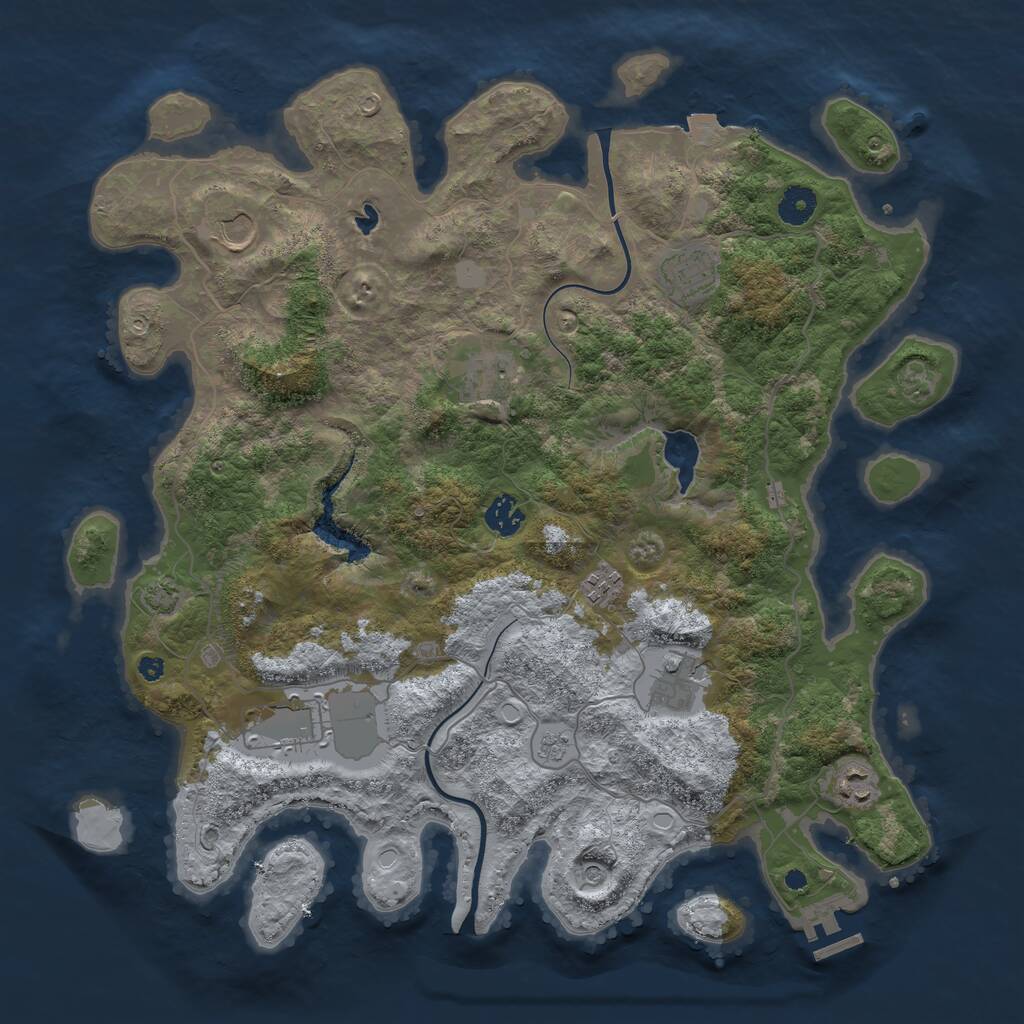 Rust Map: Procedural Map, Size: 4000, Seed: 8866687, 13 Monuments