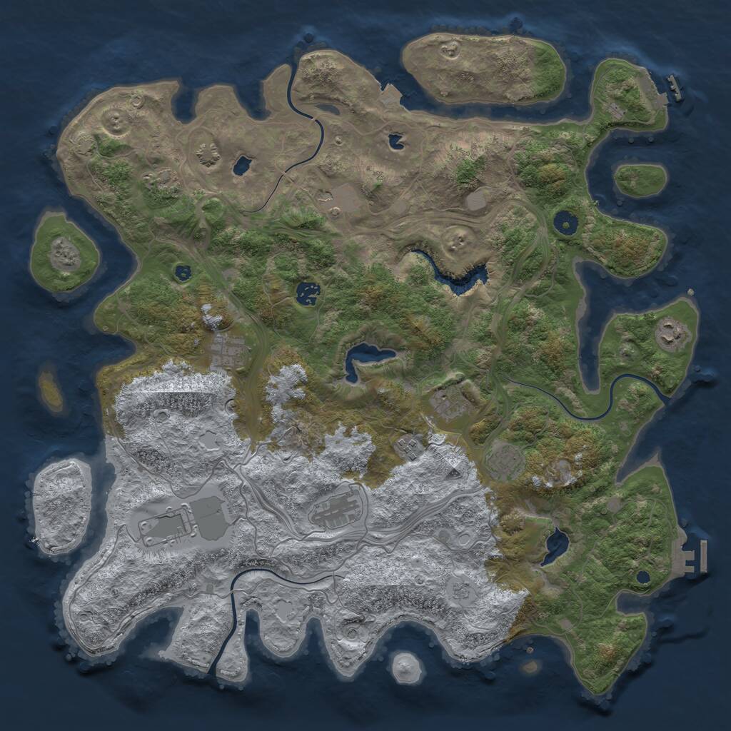 Rust Map: Procedural Map, Size: 4500, Seed: 215100298, 16 Monuments